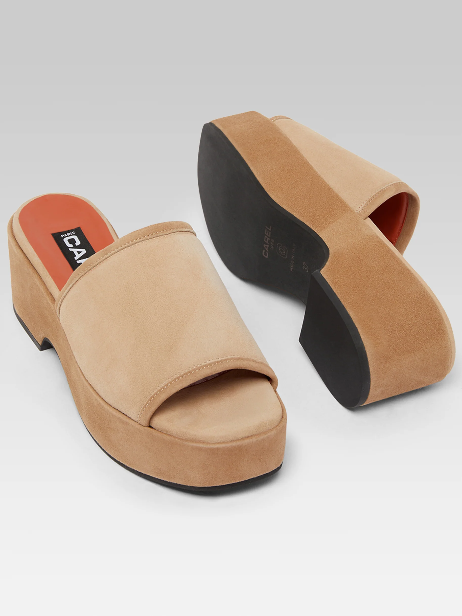 Adri - Mules cuir velours cappuccino - Image 3