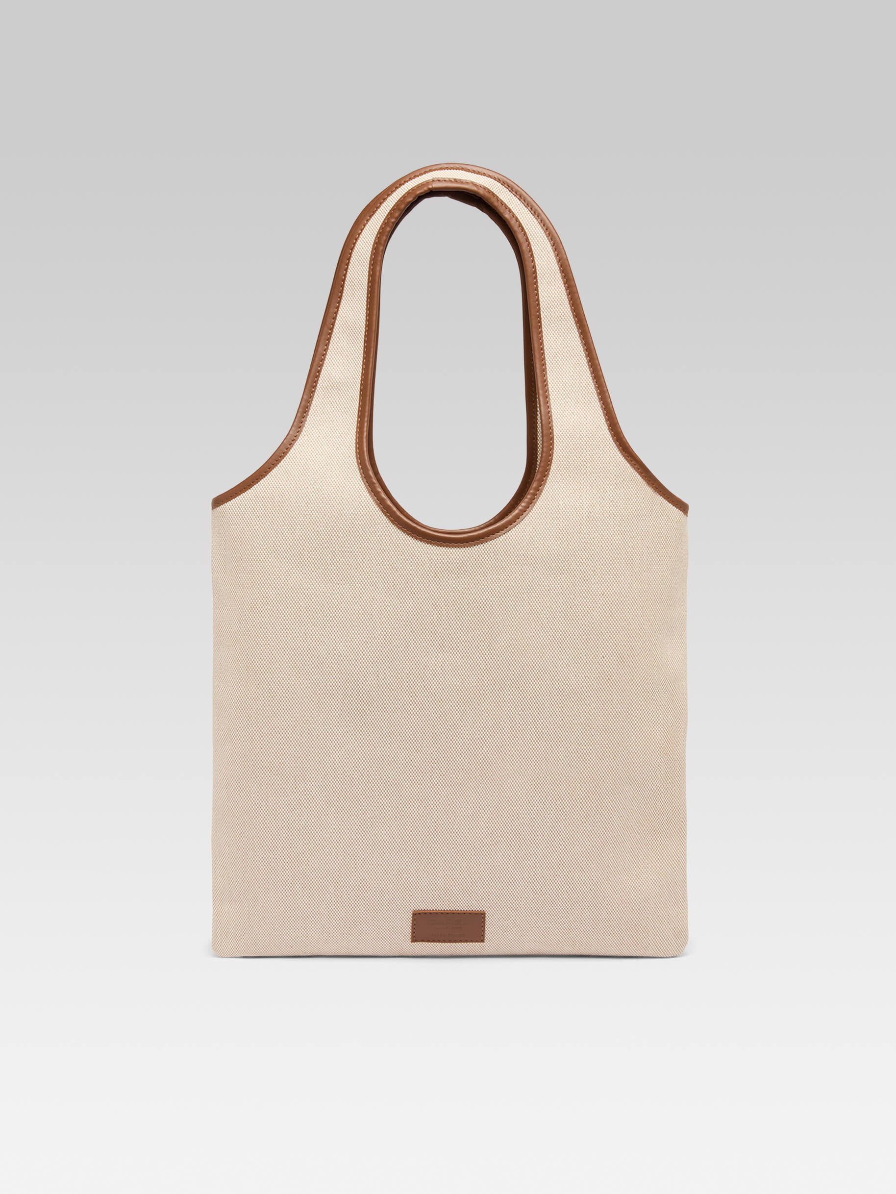 Alésia - Sac tissu écru et cuir camel - Image 4