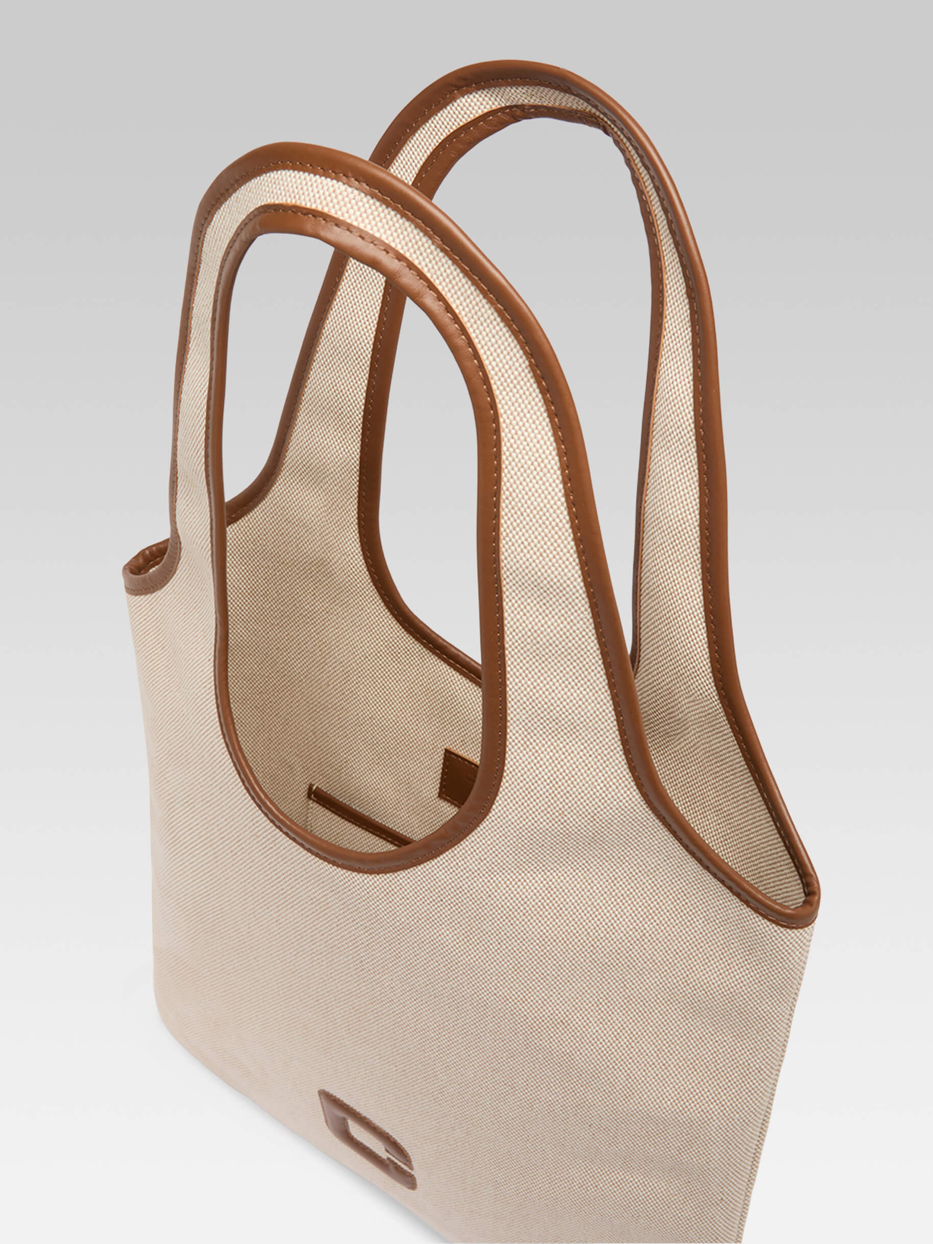 Alésia - Sac tissu écru et cuir camel - Image 5