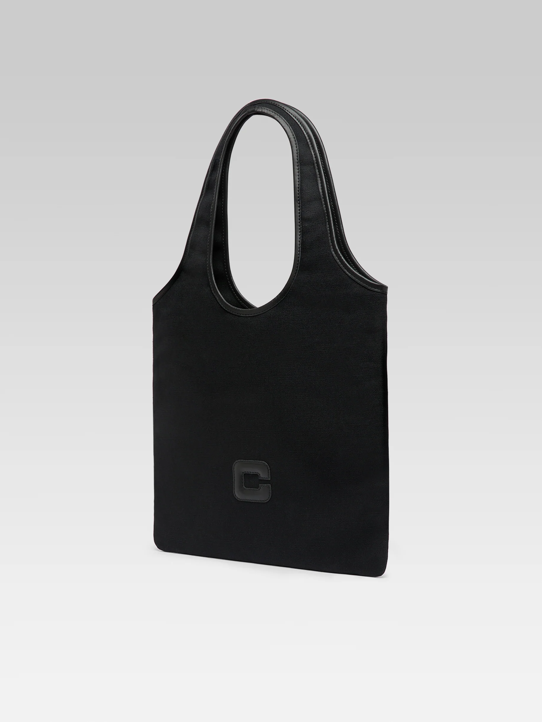 Alésia - Sac tissu et cuir noir - Image 4