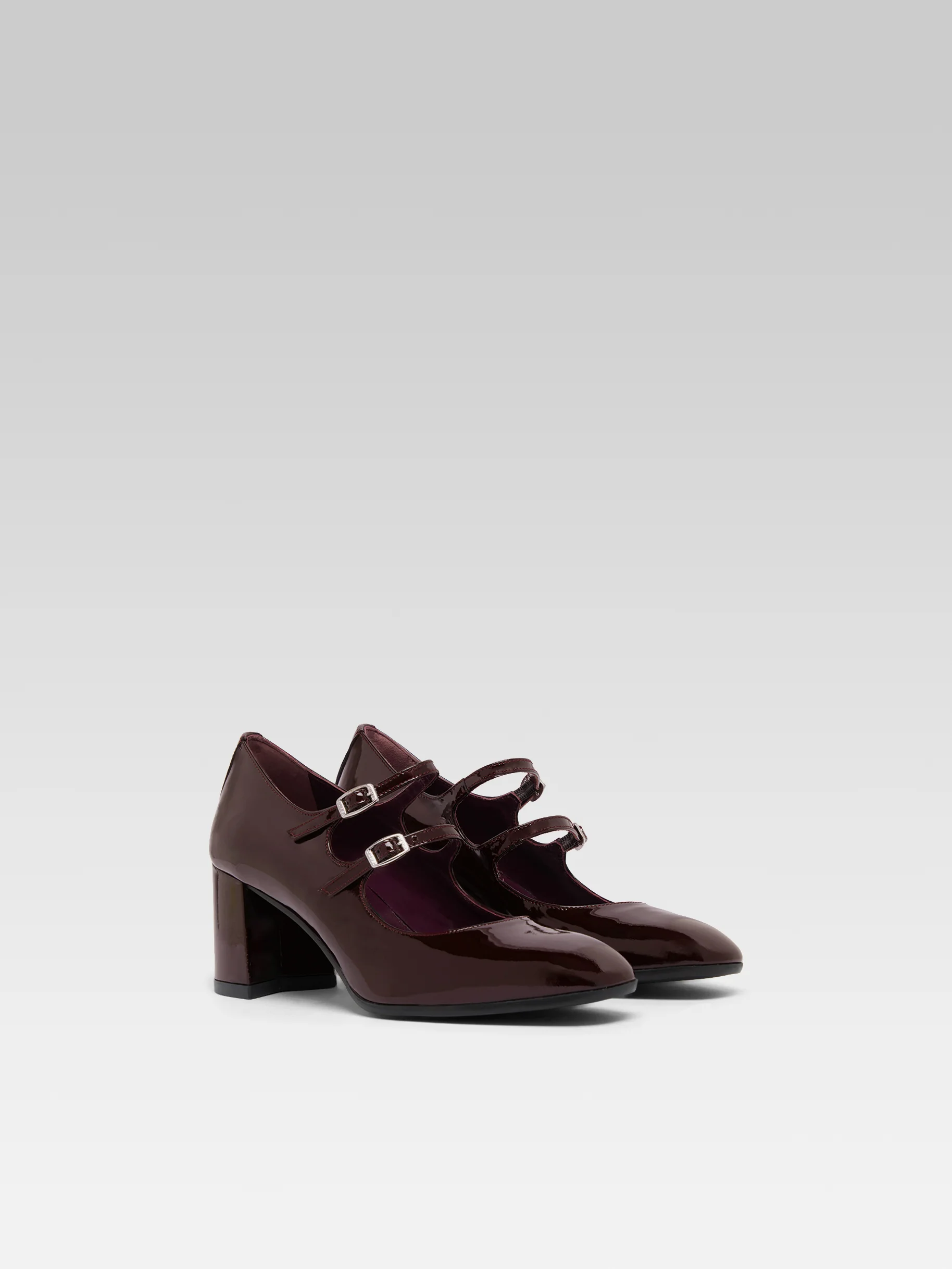 Alice - Escarpins babies cuir verni marron - Image 4