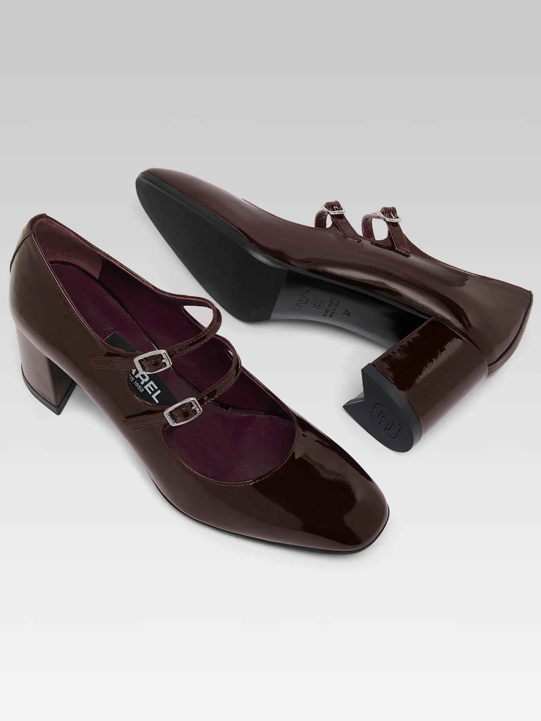 Alice - Escarpins babies cuir verni marron - Image 8