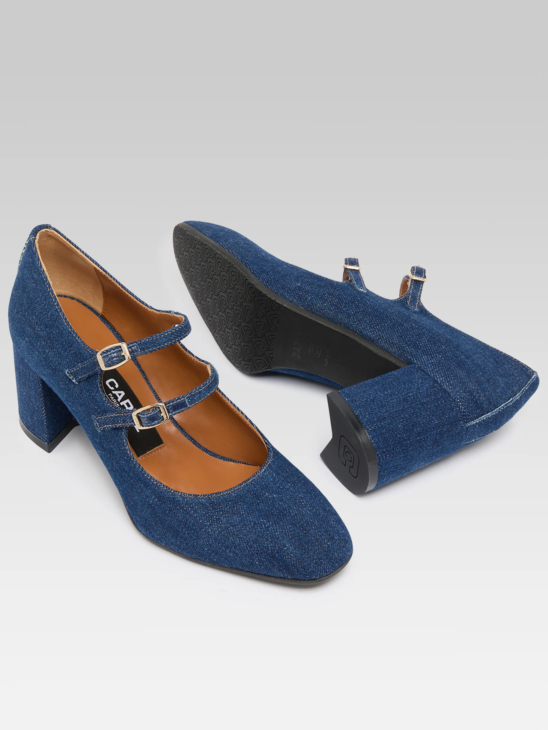 Alice - Escarpins babies tissu jean brut - Image 5