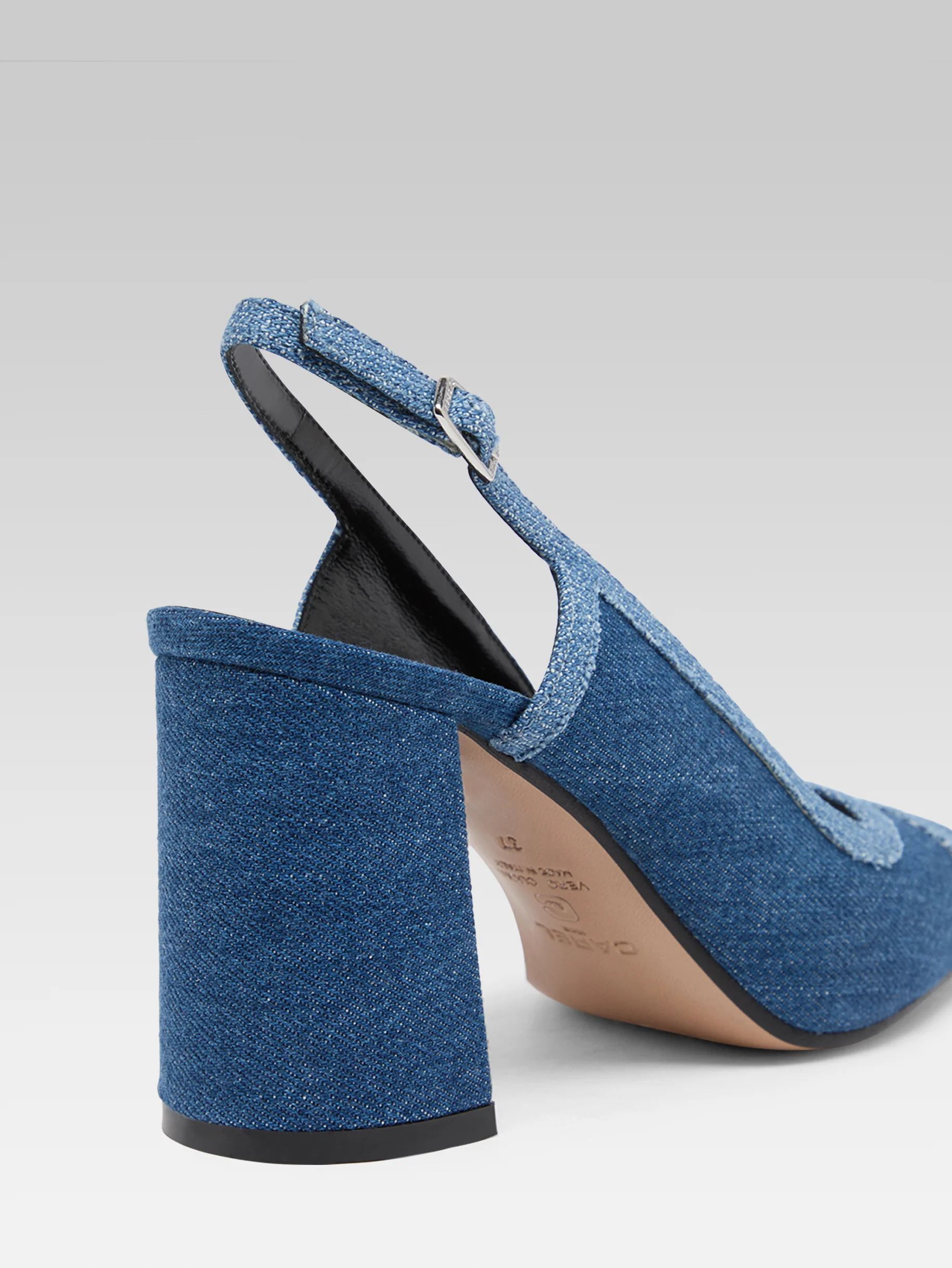 Alizee - Escarpins slingback tissu bi-jeans - Image 5