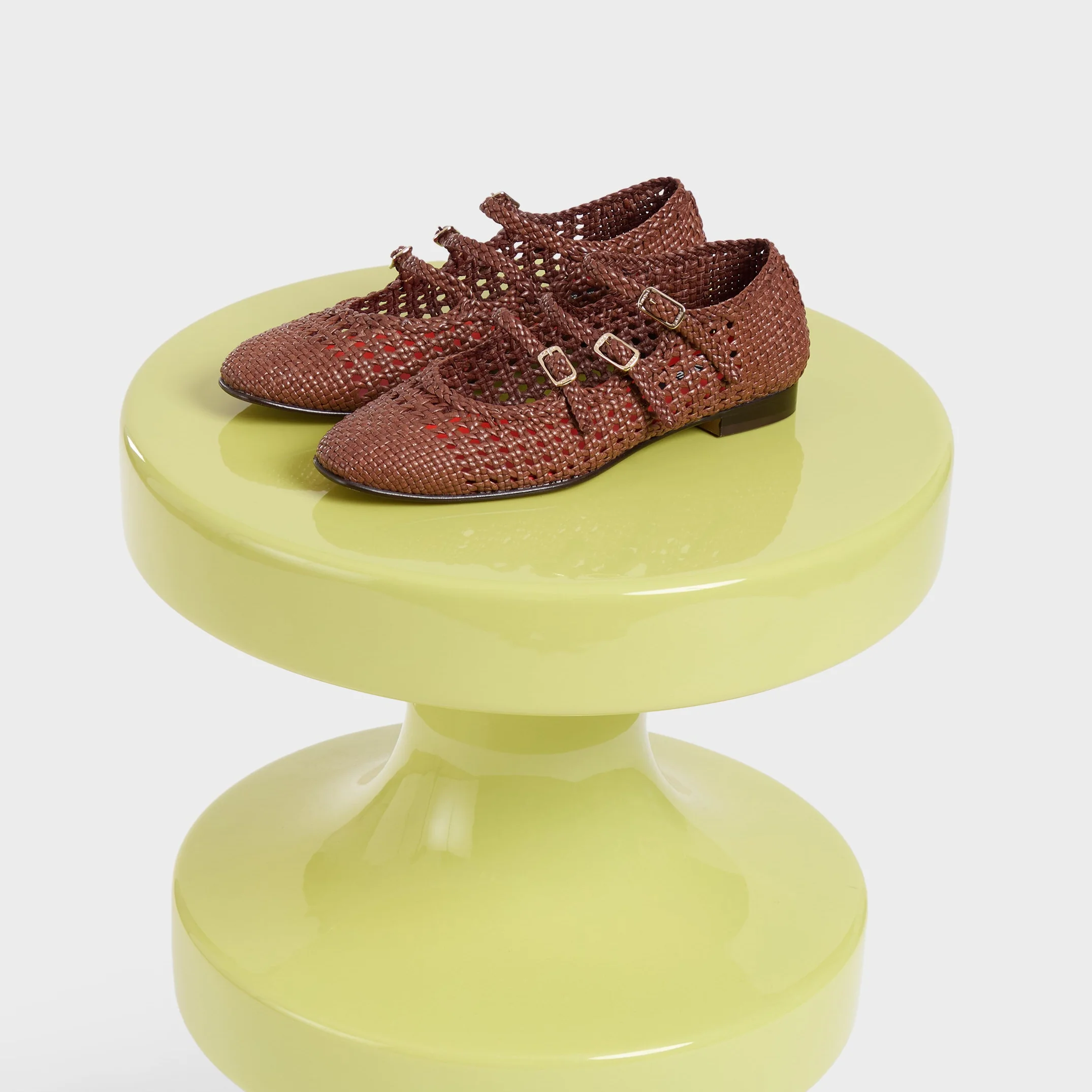 Ariana - Ballerines babies cuir tressé cognac - Image 4