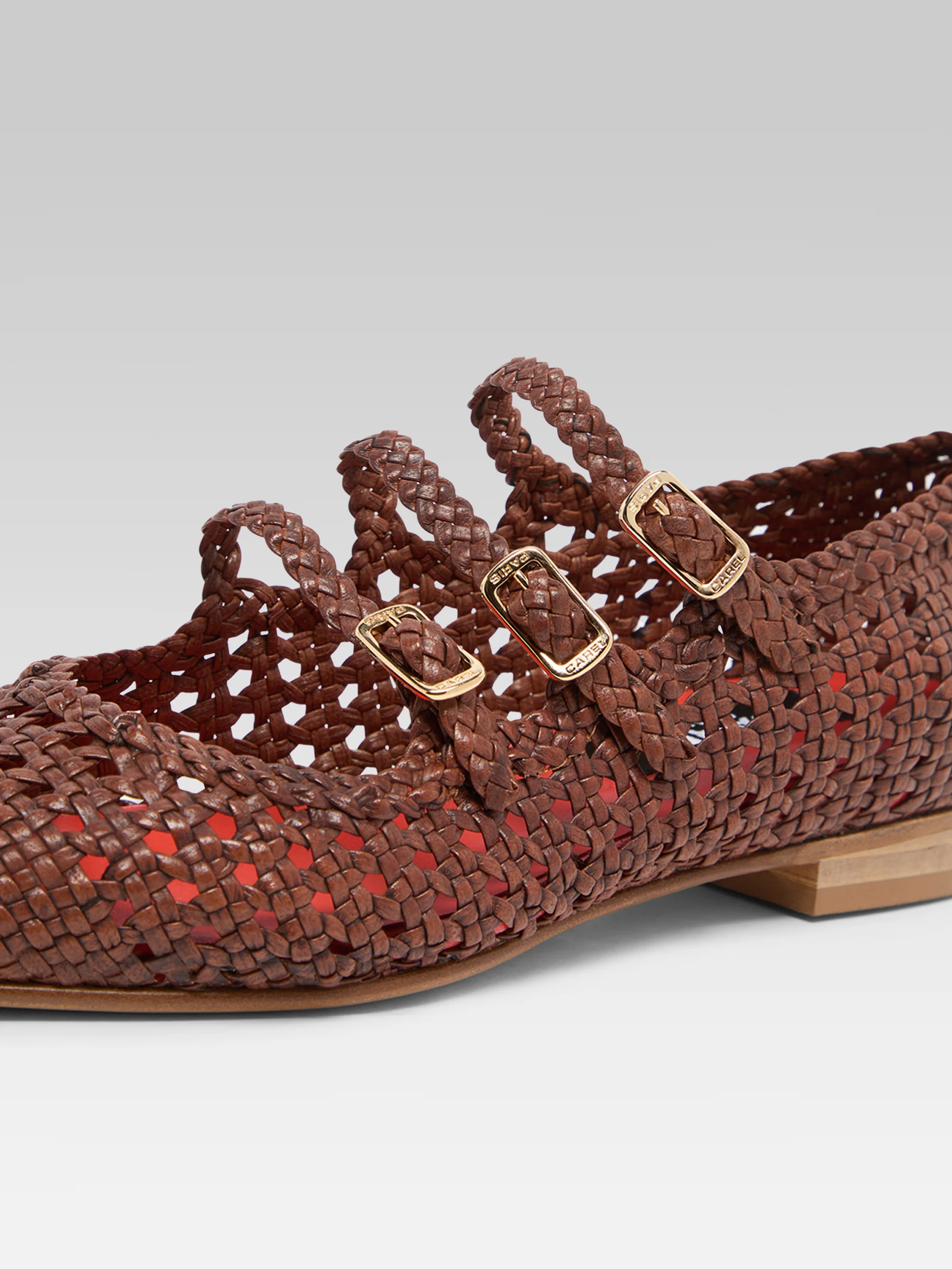 Ariana - Ballerines babies cuir tressé cognac - Image 5