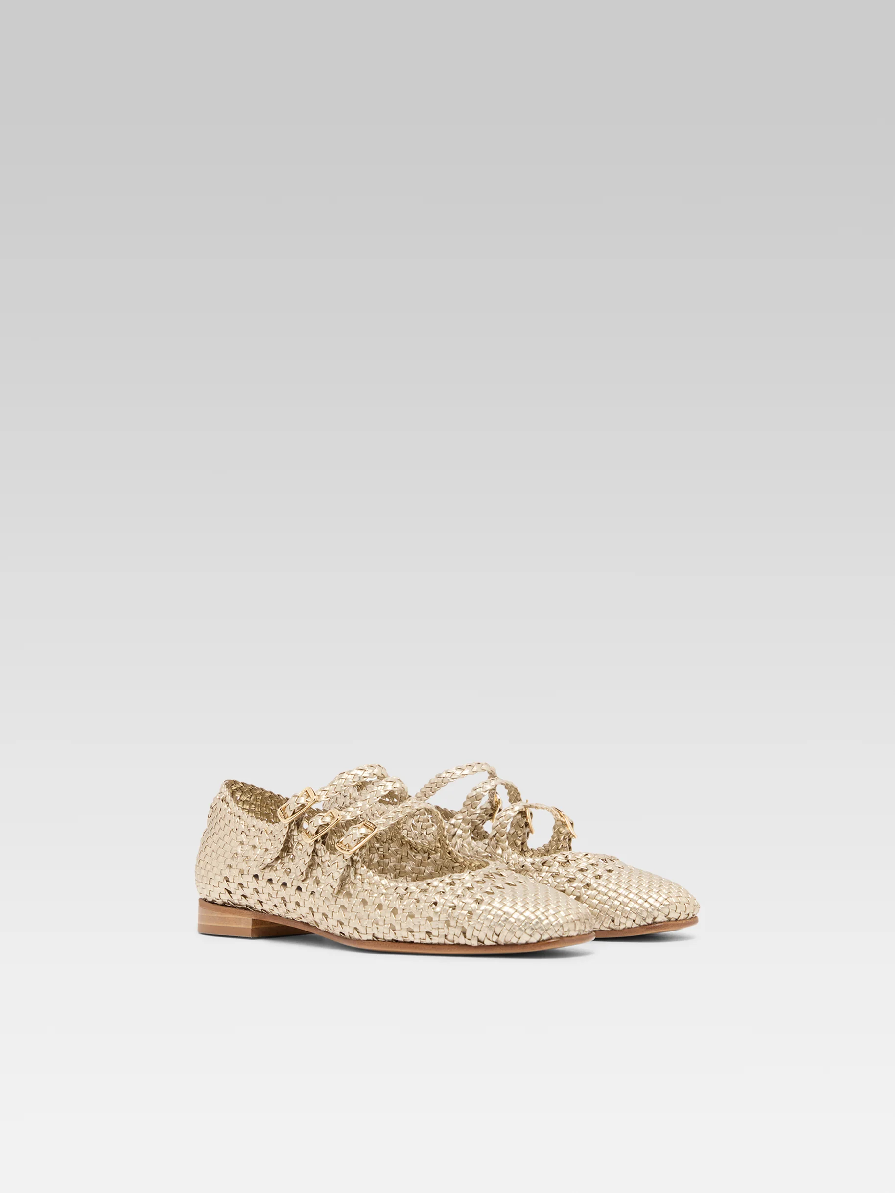 Ariana - Ballerines babies cuir tressé platine - Image 3