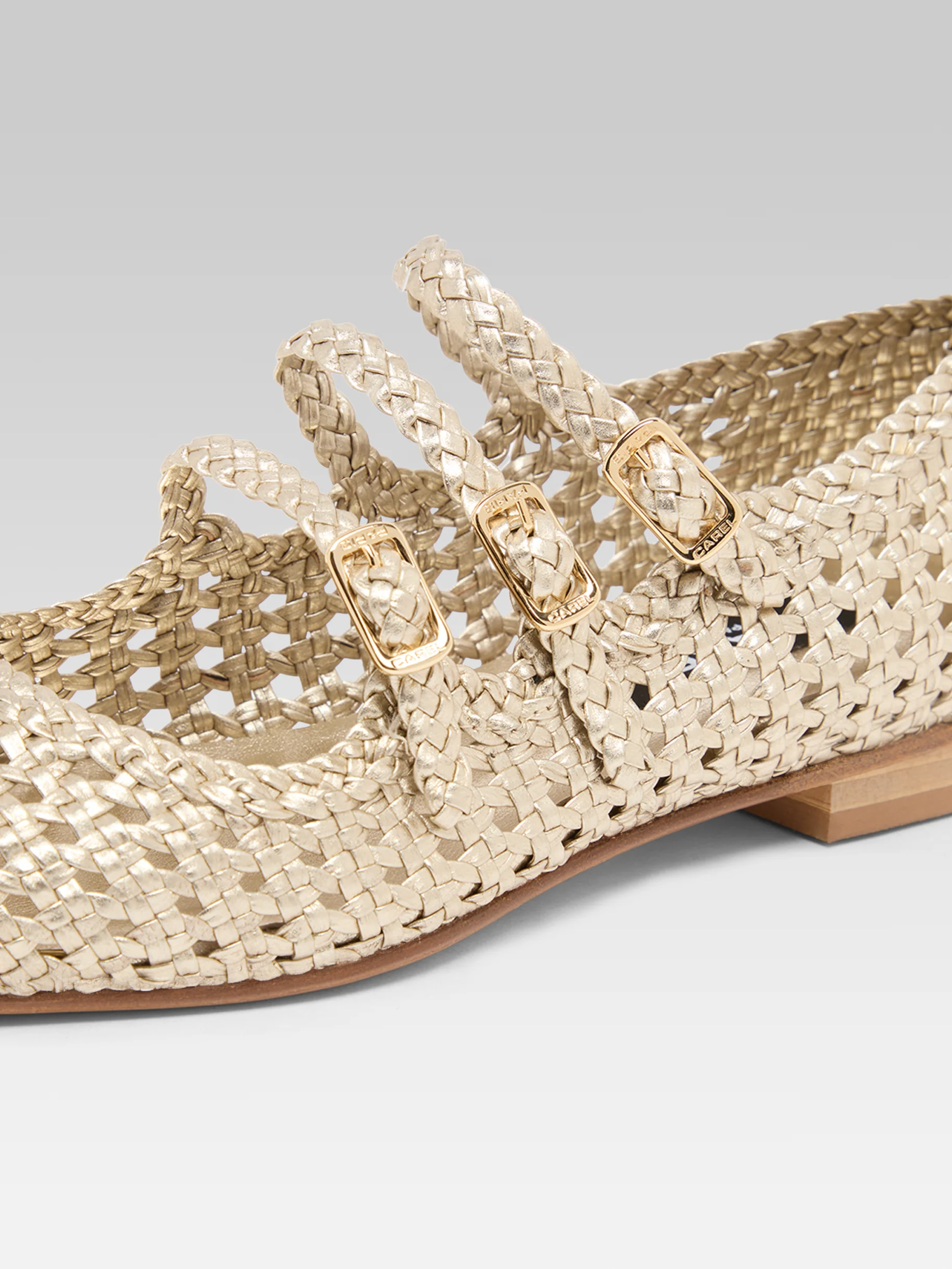 Ariana - Ballerines babies cuir tressé platine - Image 4