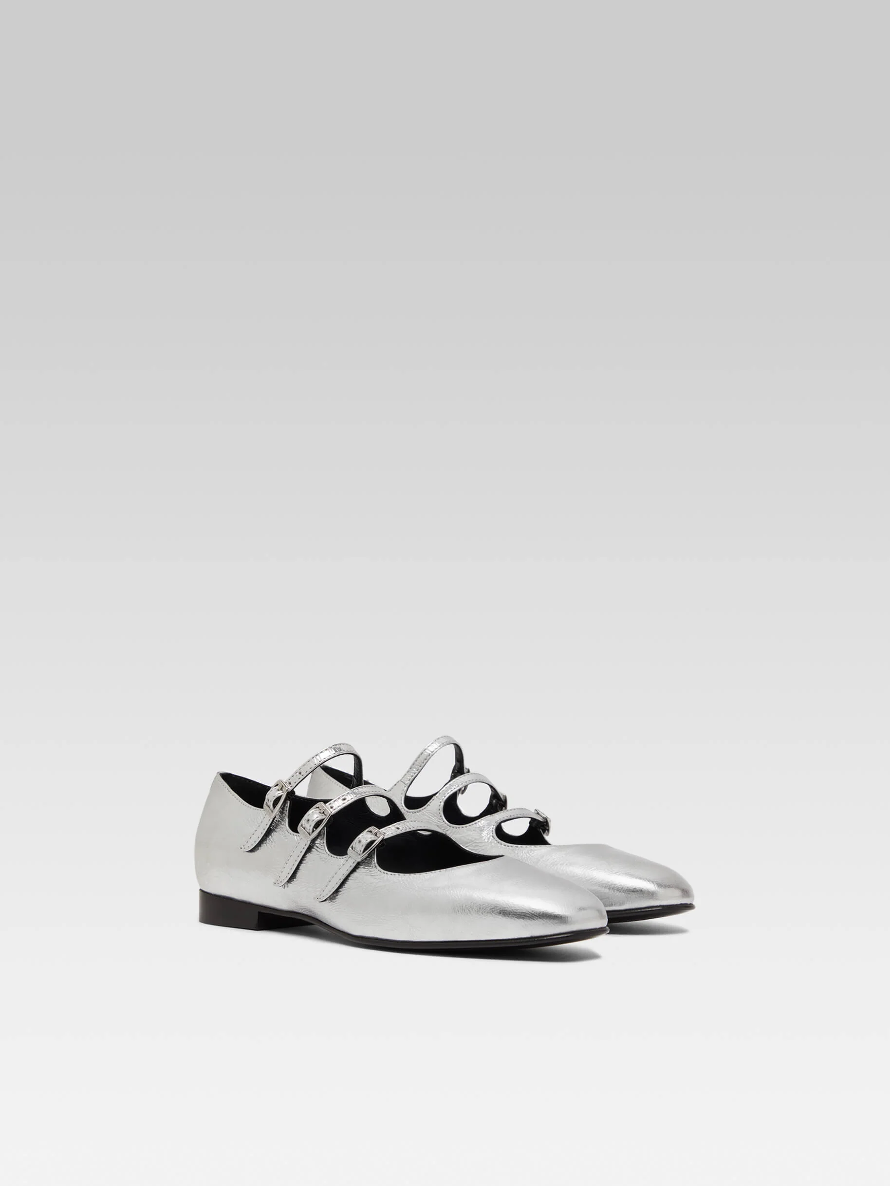 Ariana s - Ballerines babies cuir laminé argent - Image 3