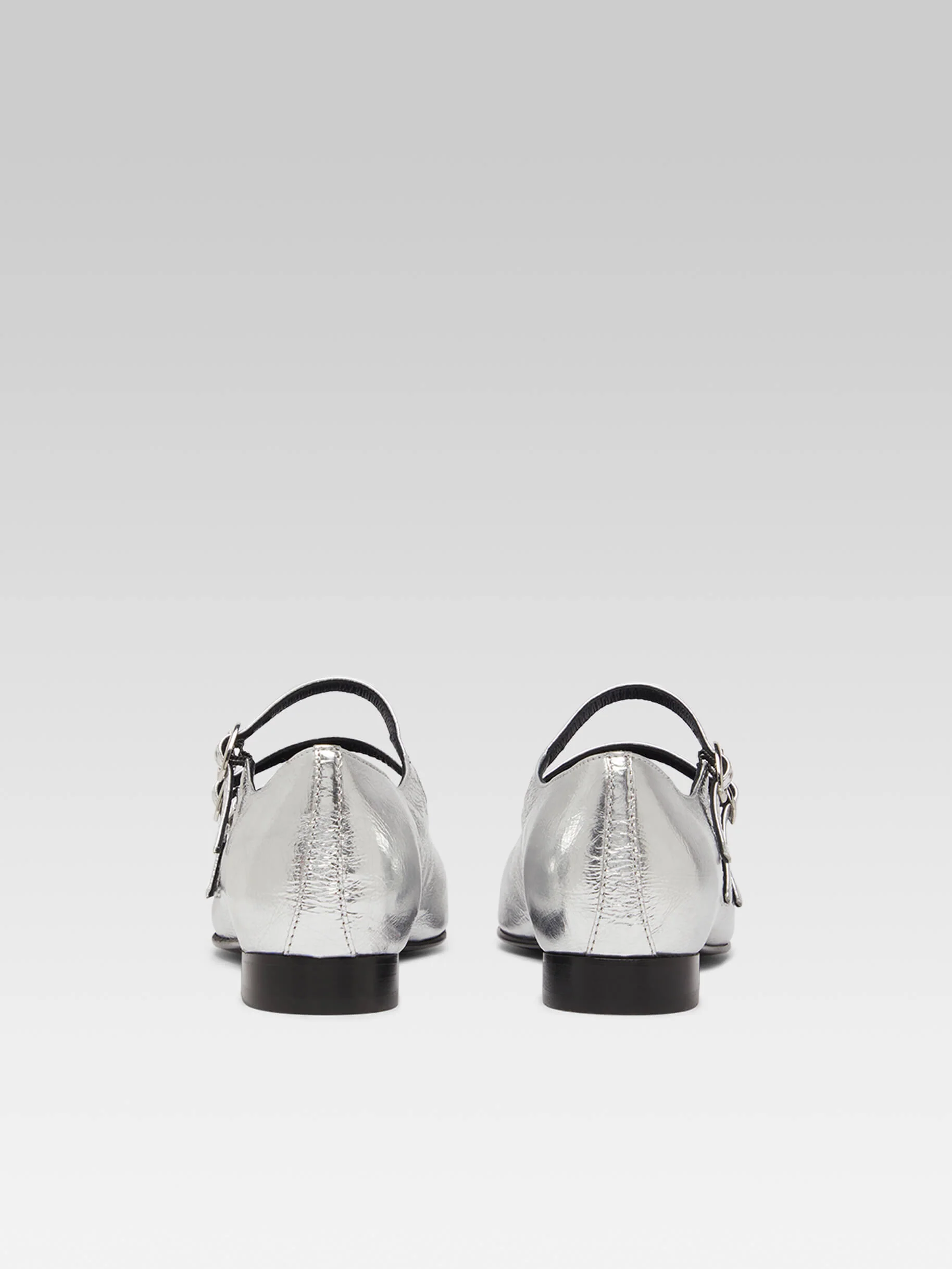 Ariana s - Ballerines babies cuir laminé argent - Image 7