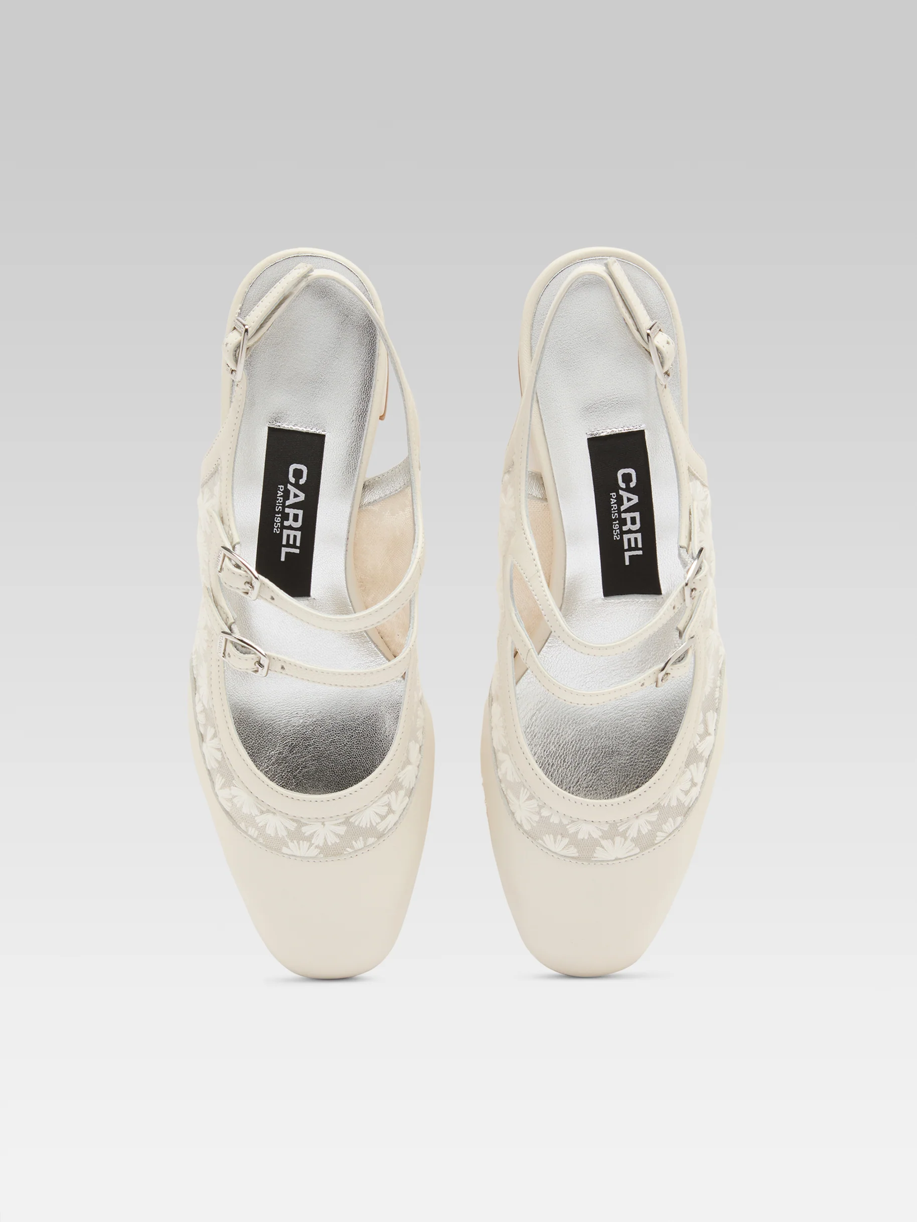 Banana - Babies slingback cuir ivoire et dentelle à fleurs upcyclée  - Image 6