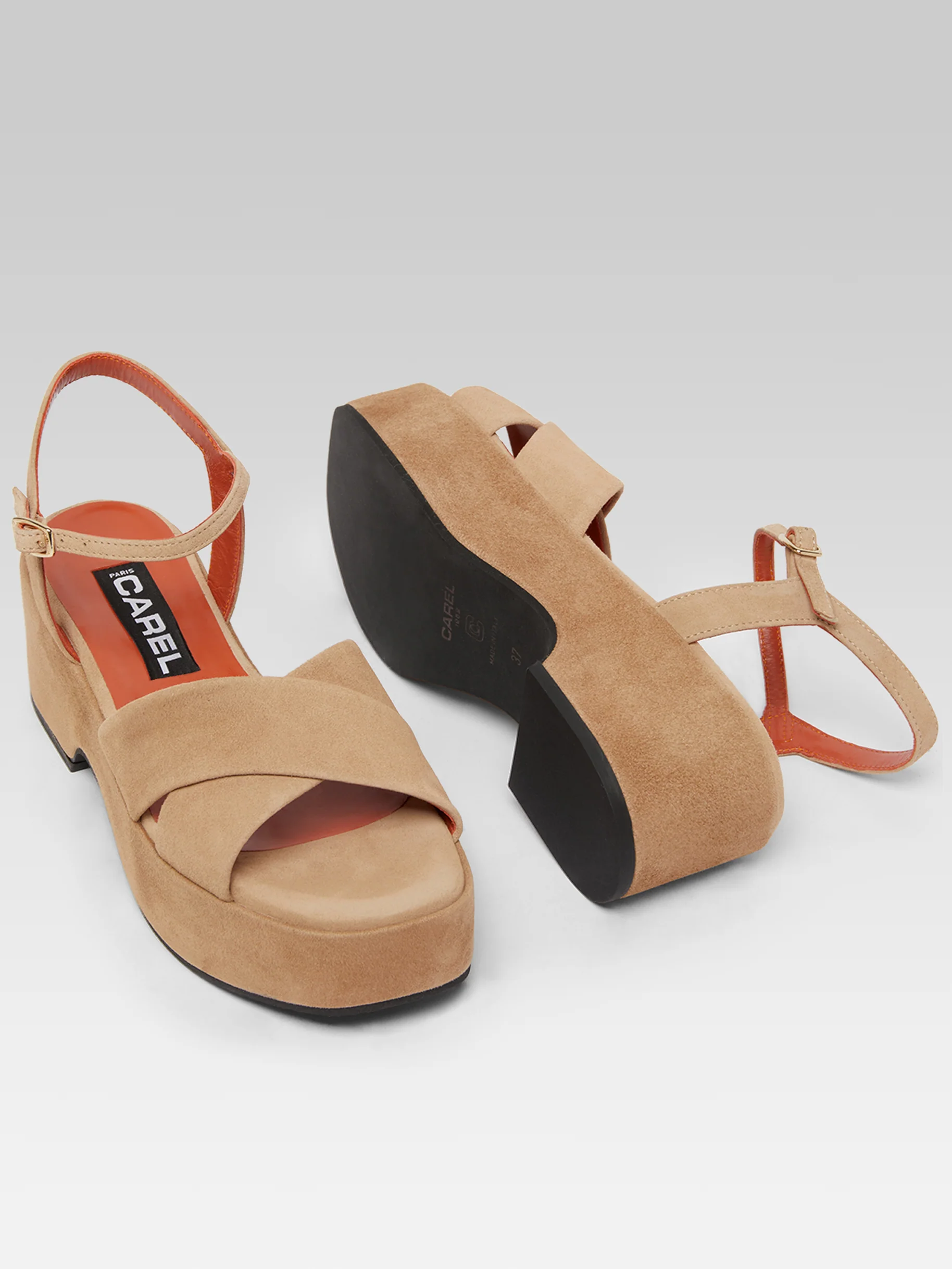 Carnaval - Sandales cuir velours cappuccino - Image 5