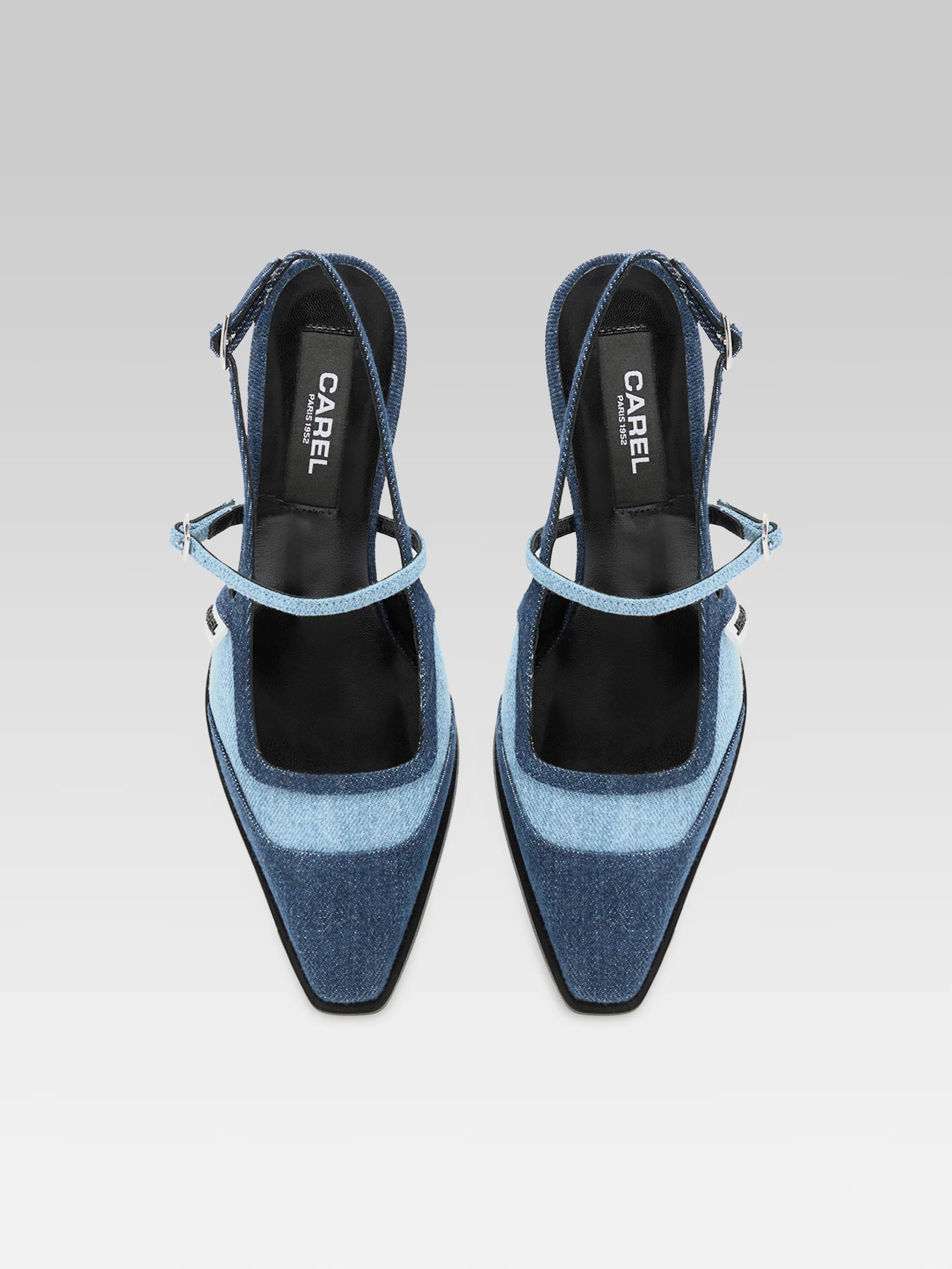 Cecile - Escarpins slingback tissu bi-jeans bleu - Image 4
