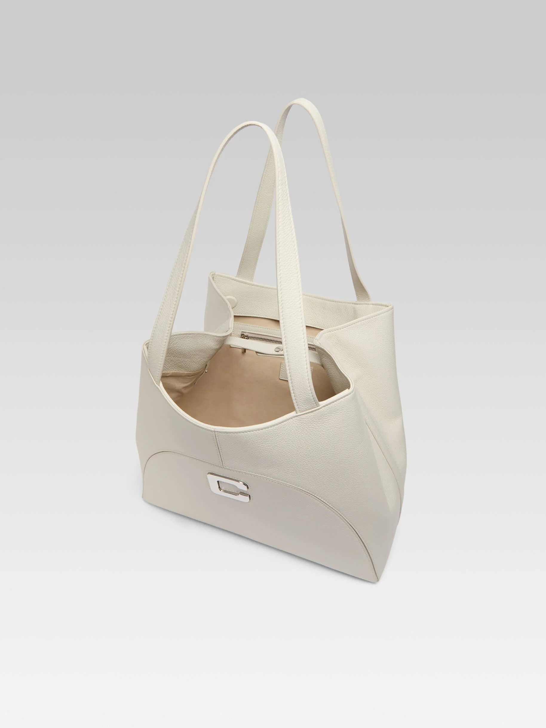 Clemenceau - Sac cabas cuir grainé ivoire - Image 4