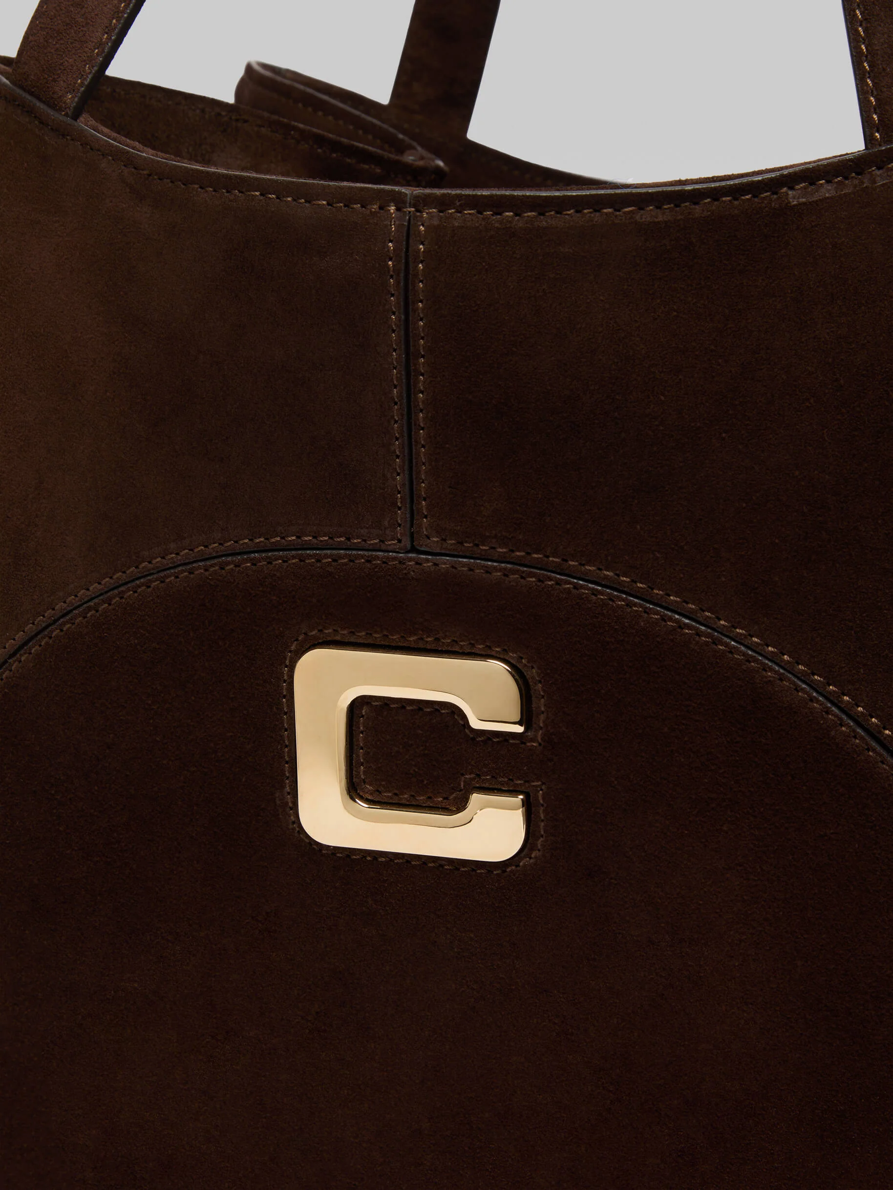 Clemenceau - Sac cabas cuir velours chocolat - Image 4