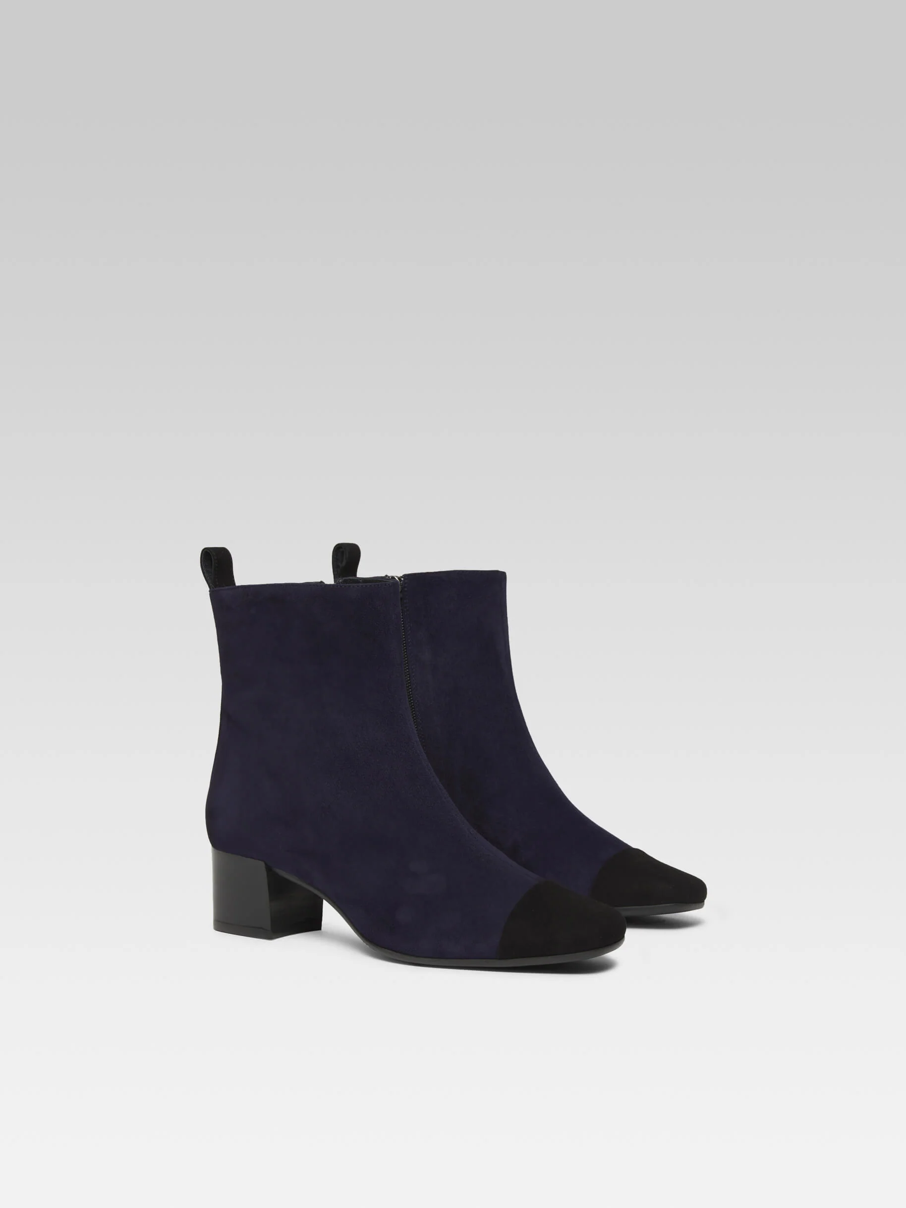 Estime - Bottines cuir velours bleu marine et noir - Image 3