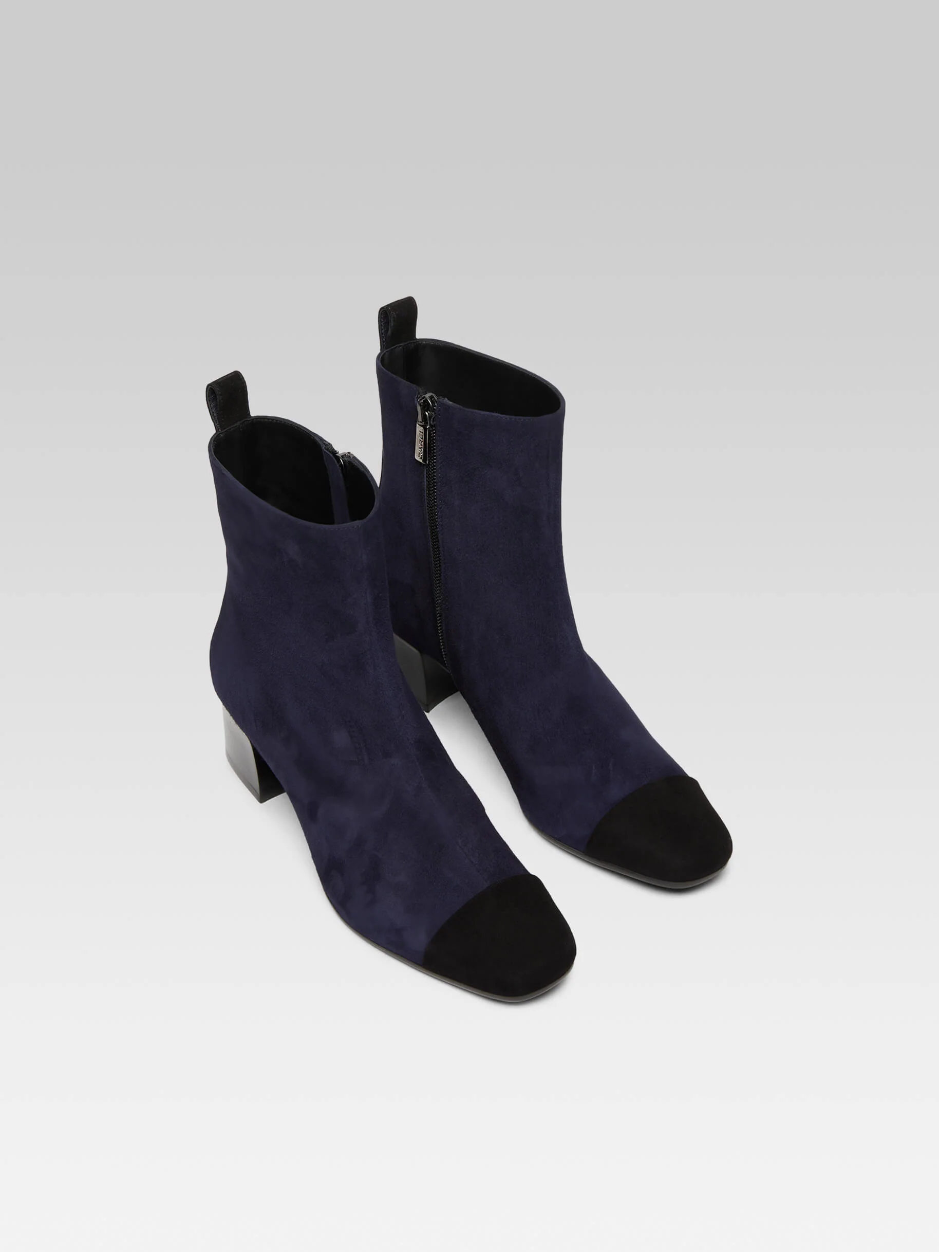 Estime - Bottines cuir velours bleu marine et noir - Image 4