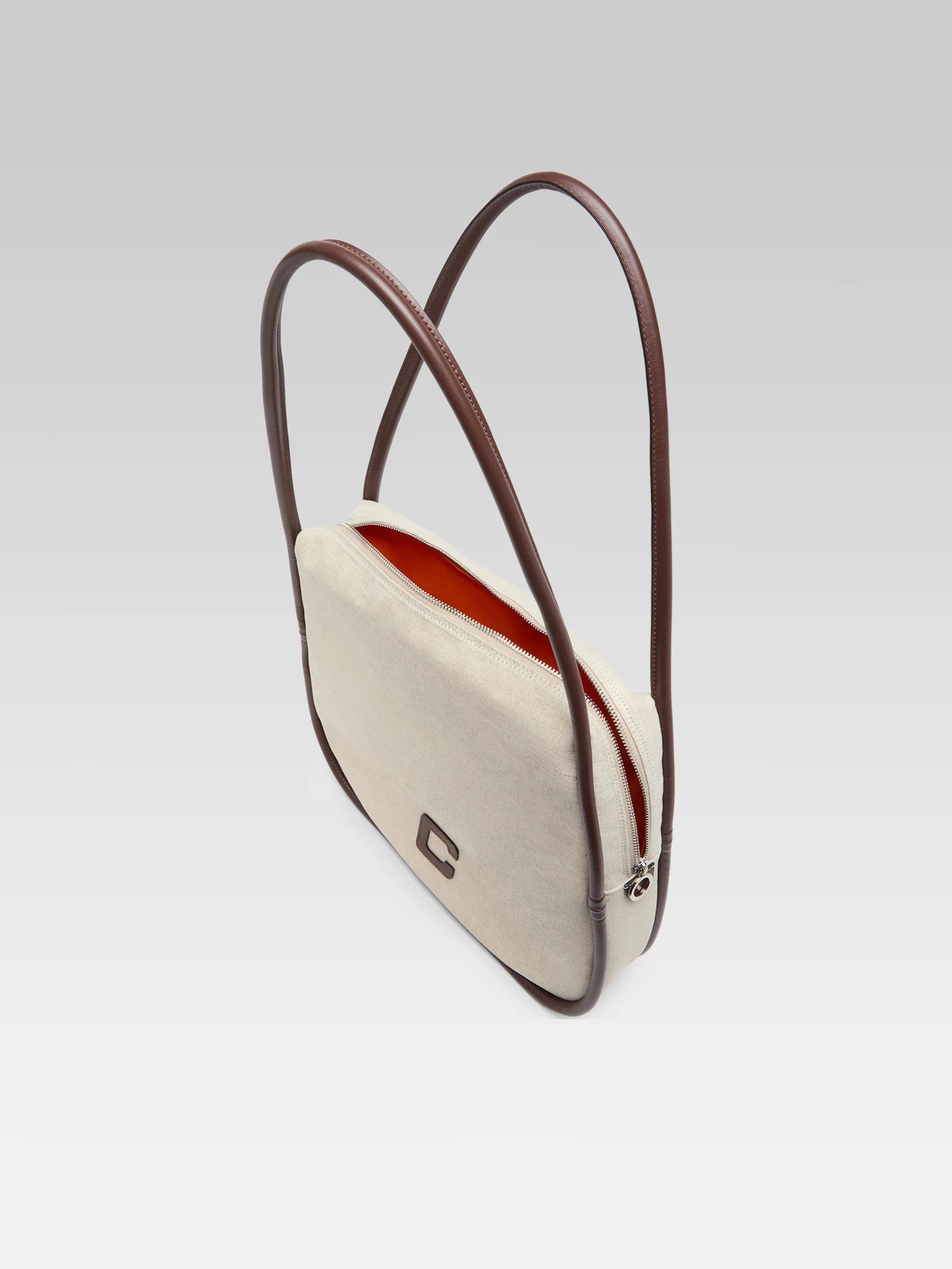 Germain - Sac cabas toile beige et cuir marron - Image 4