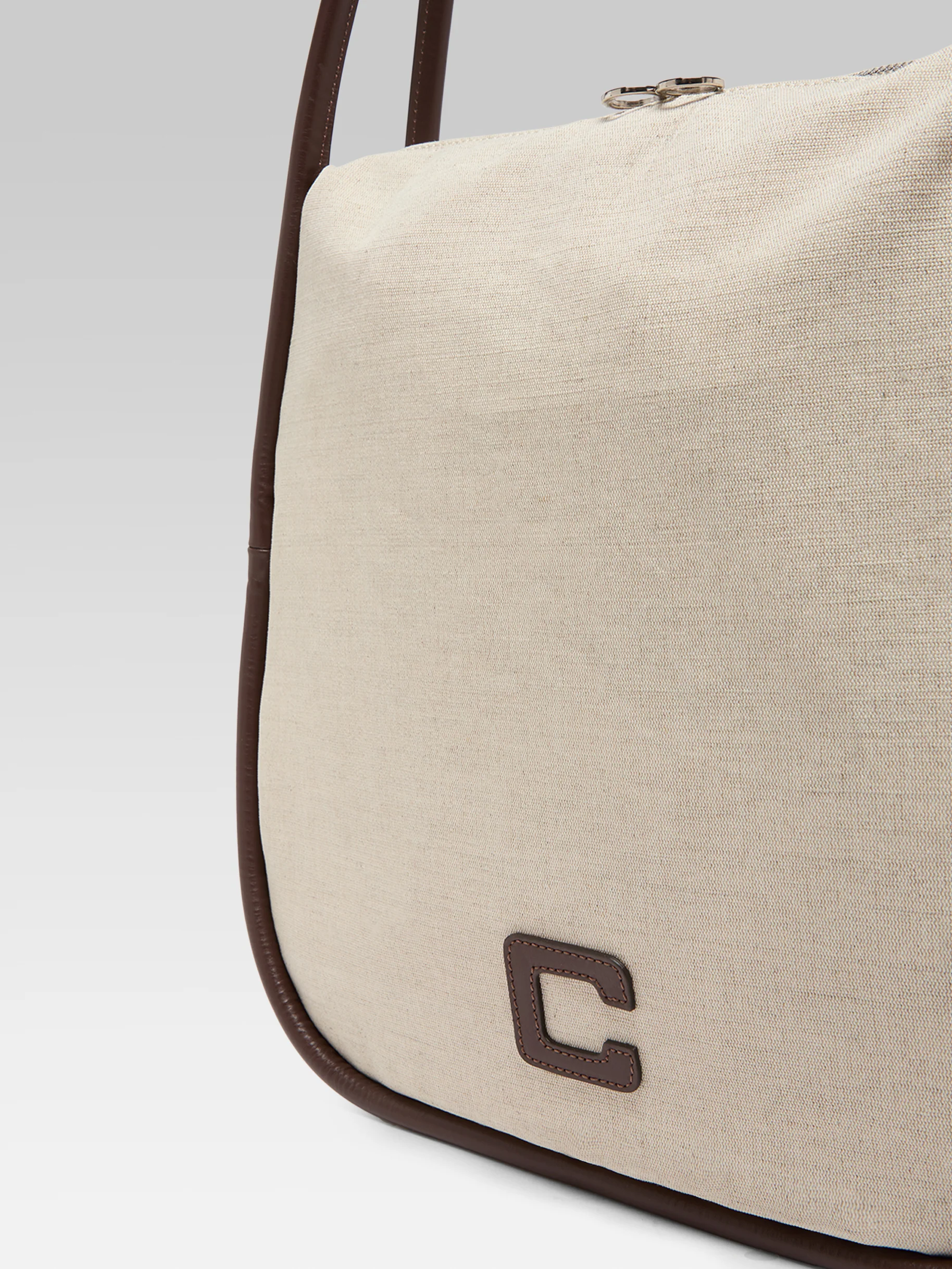 Germain - Sac cabas toile beige et cuir marron - Image 6