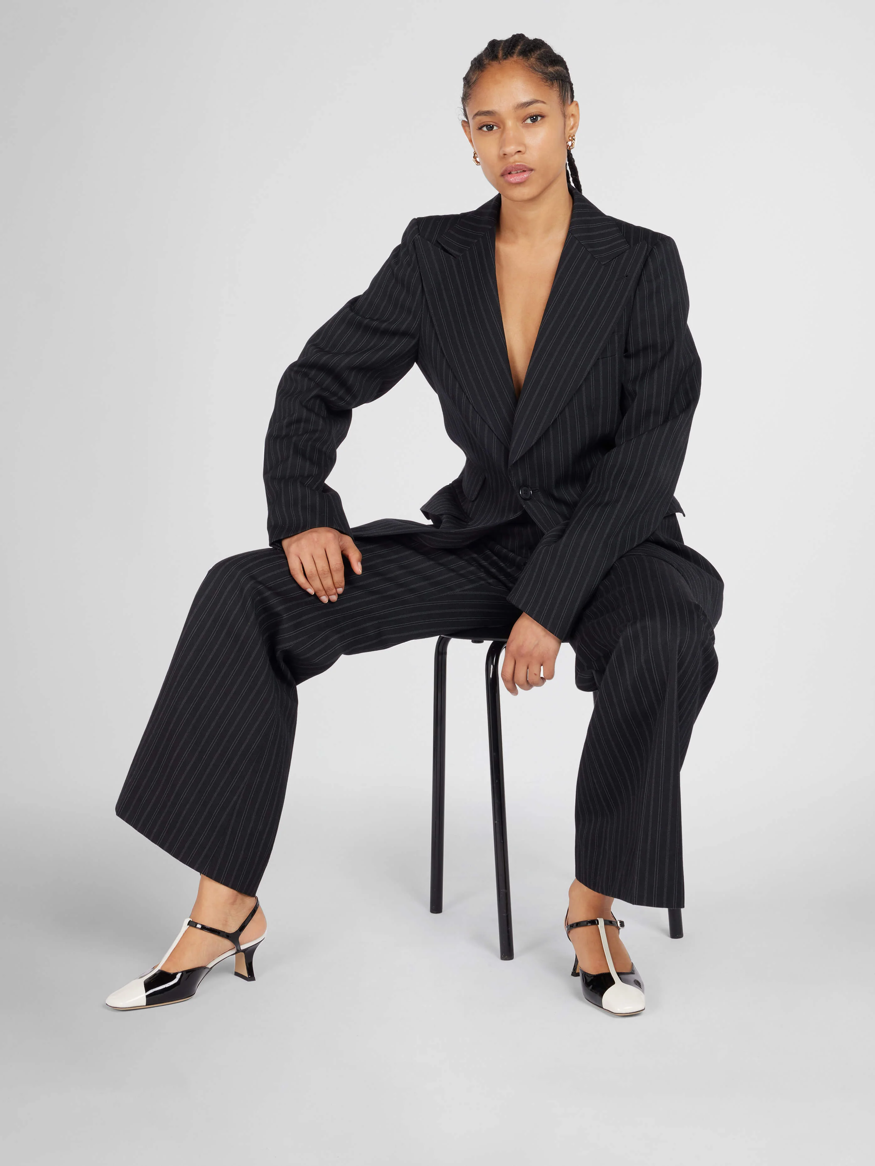 Isadora - Sandales à talons cuir verni noir et blanc - Image 3