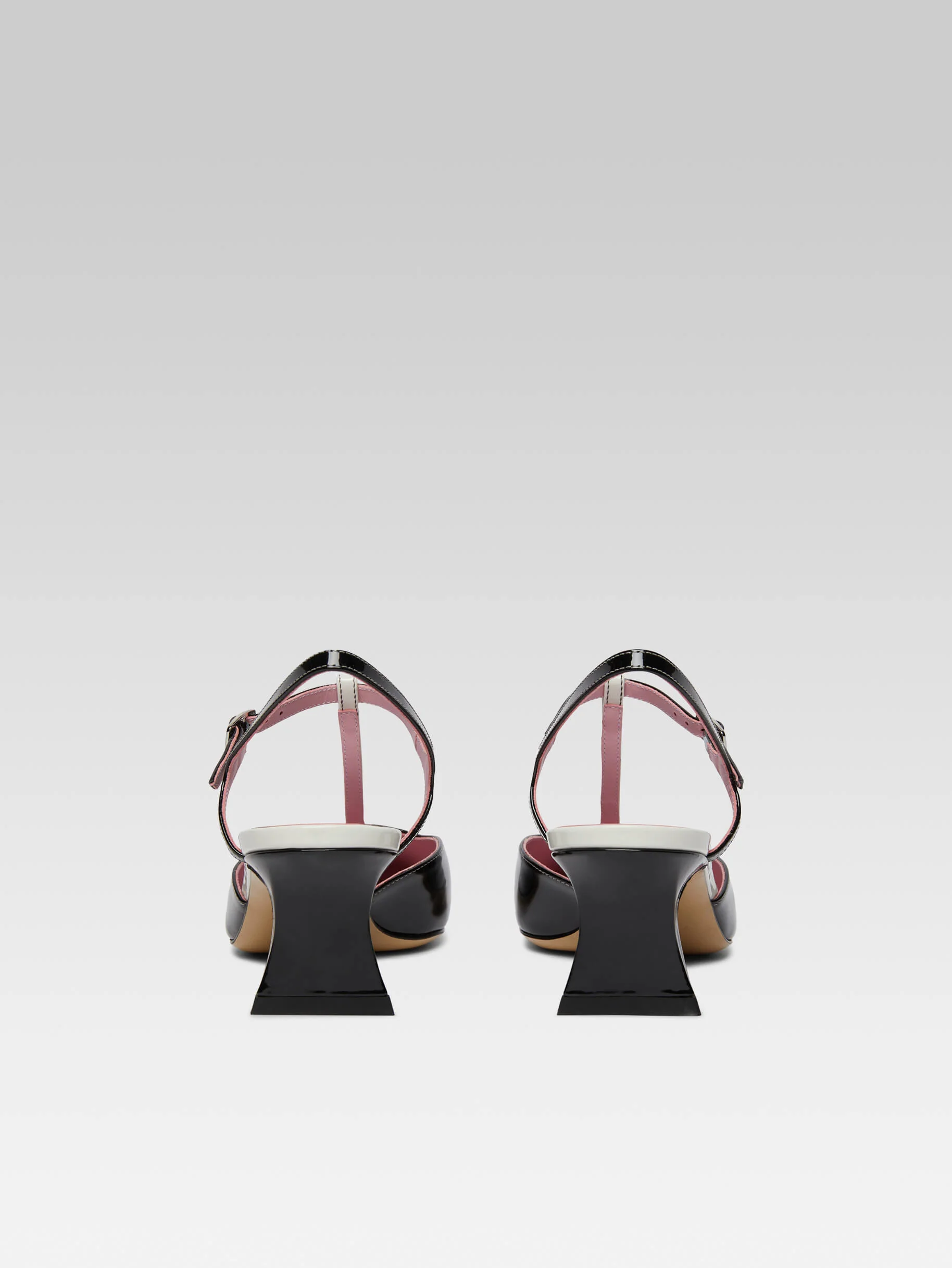 Isadora - Sandales à talons cuir verni noir et blanc - Image 7