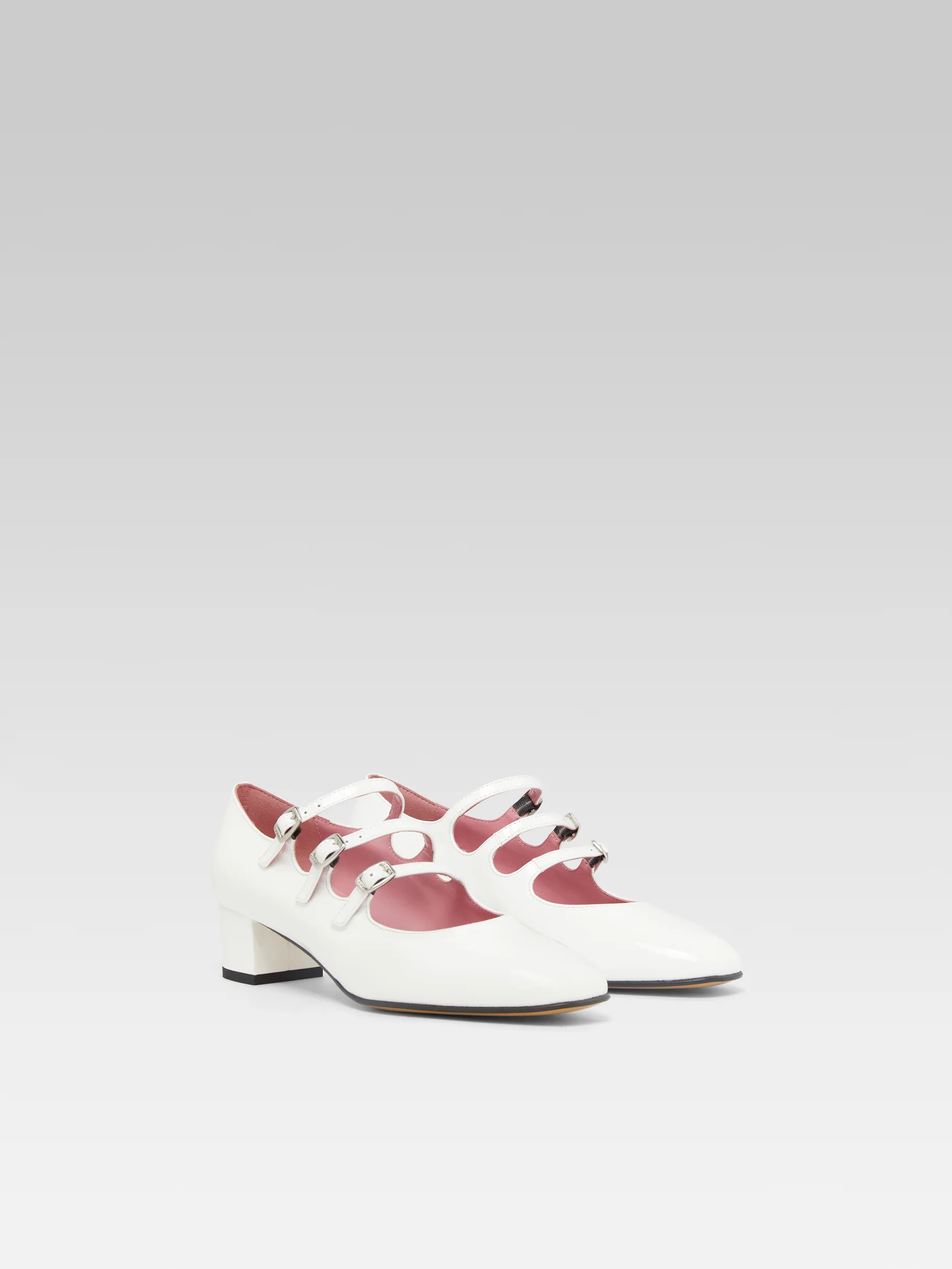 Kina - Escarpins babies cuir verni blanc - Image 5