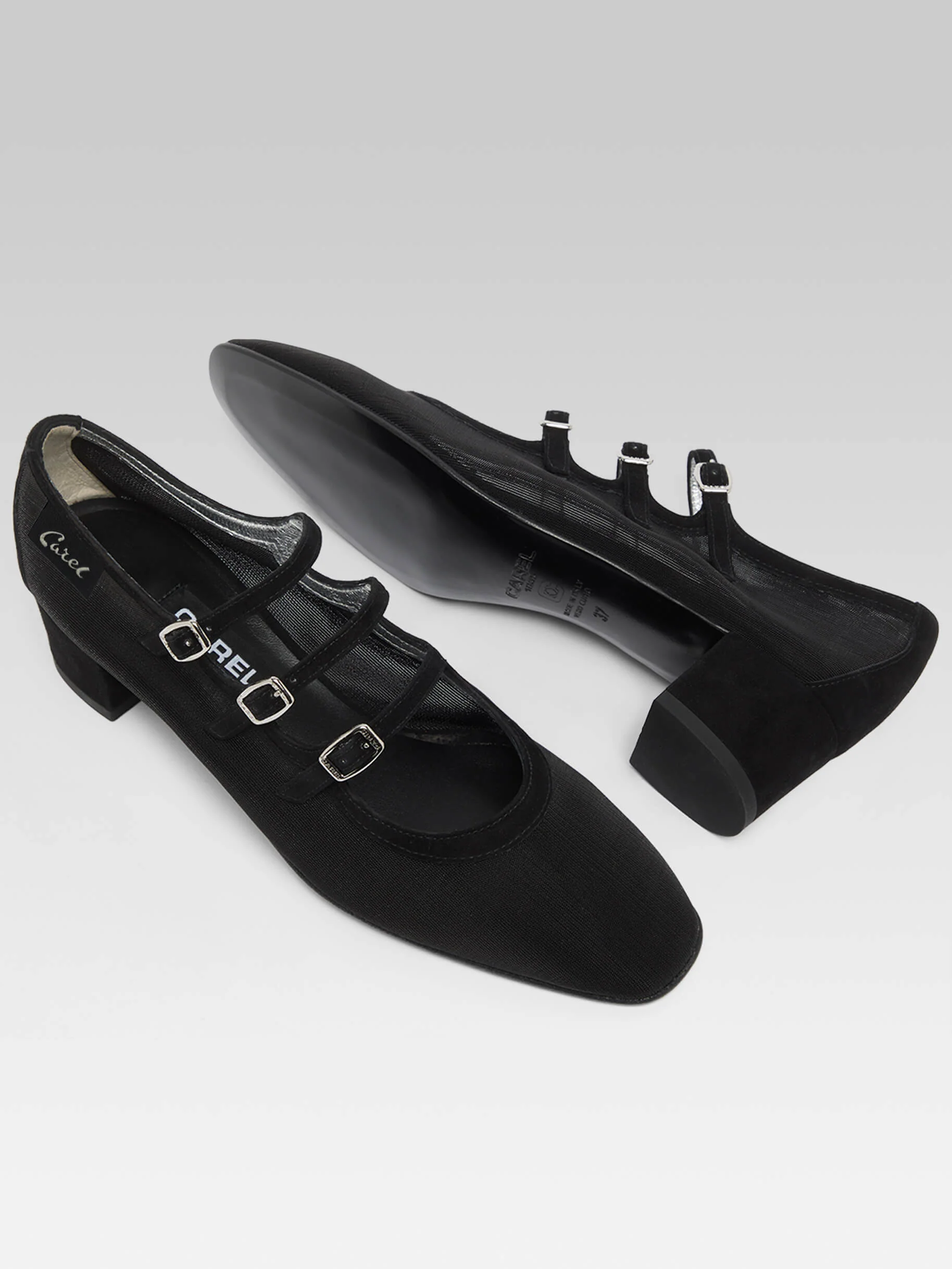 Kina - Escarpins babies résille et cuir noir - Image 5