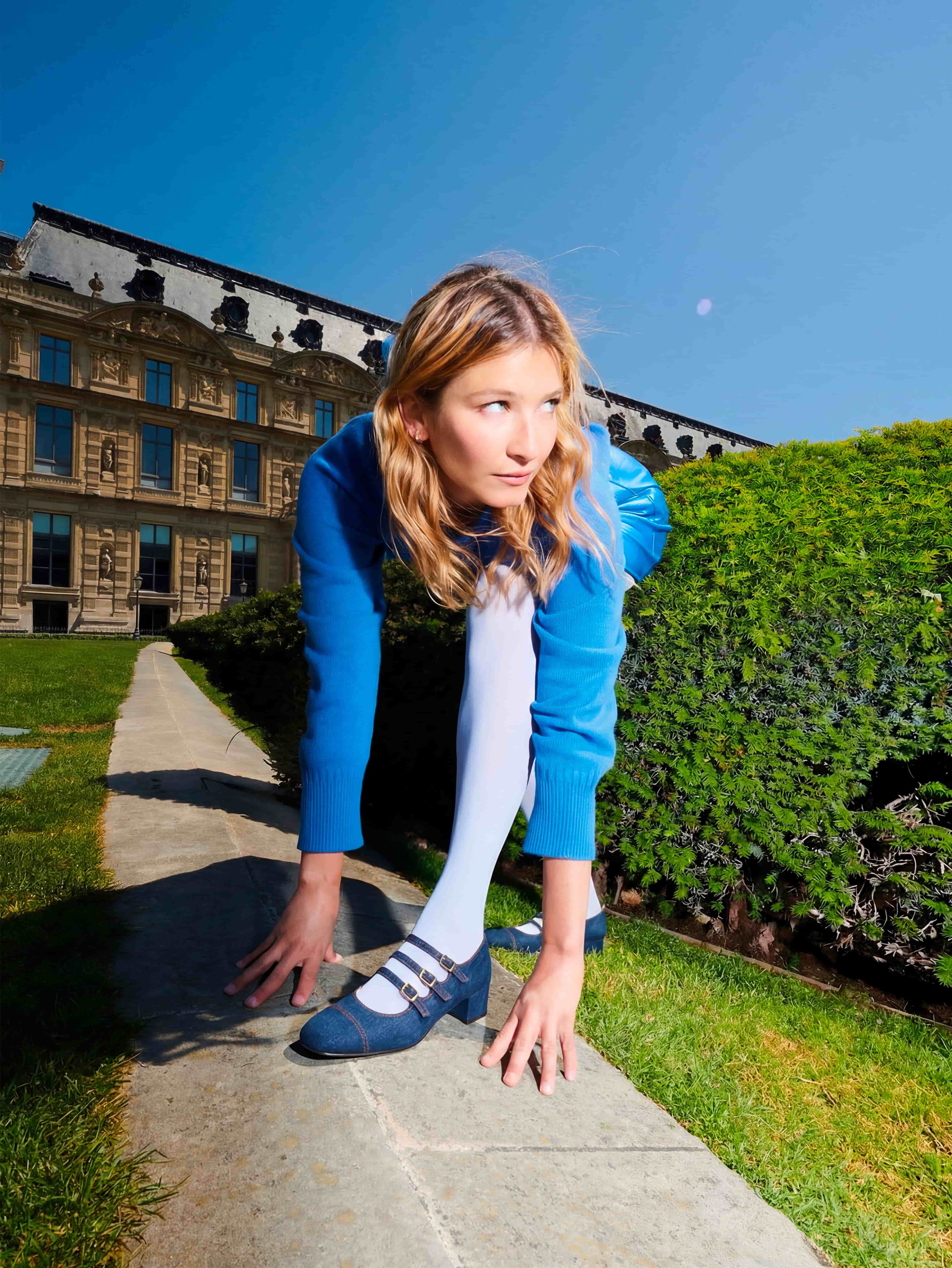 Kina - Escarpins babies tissu jean brut - Image 3