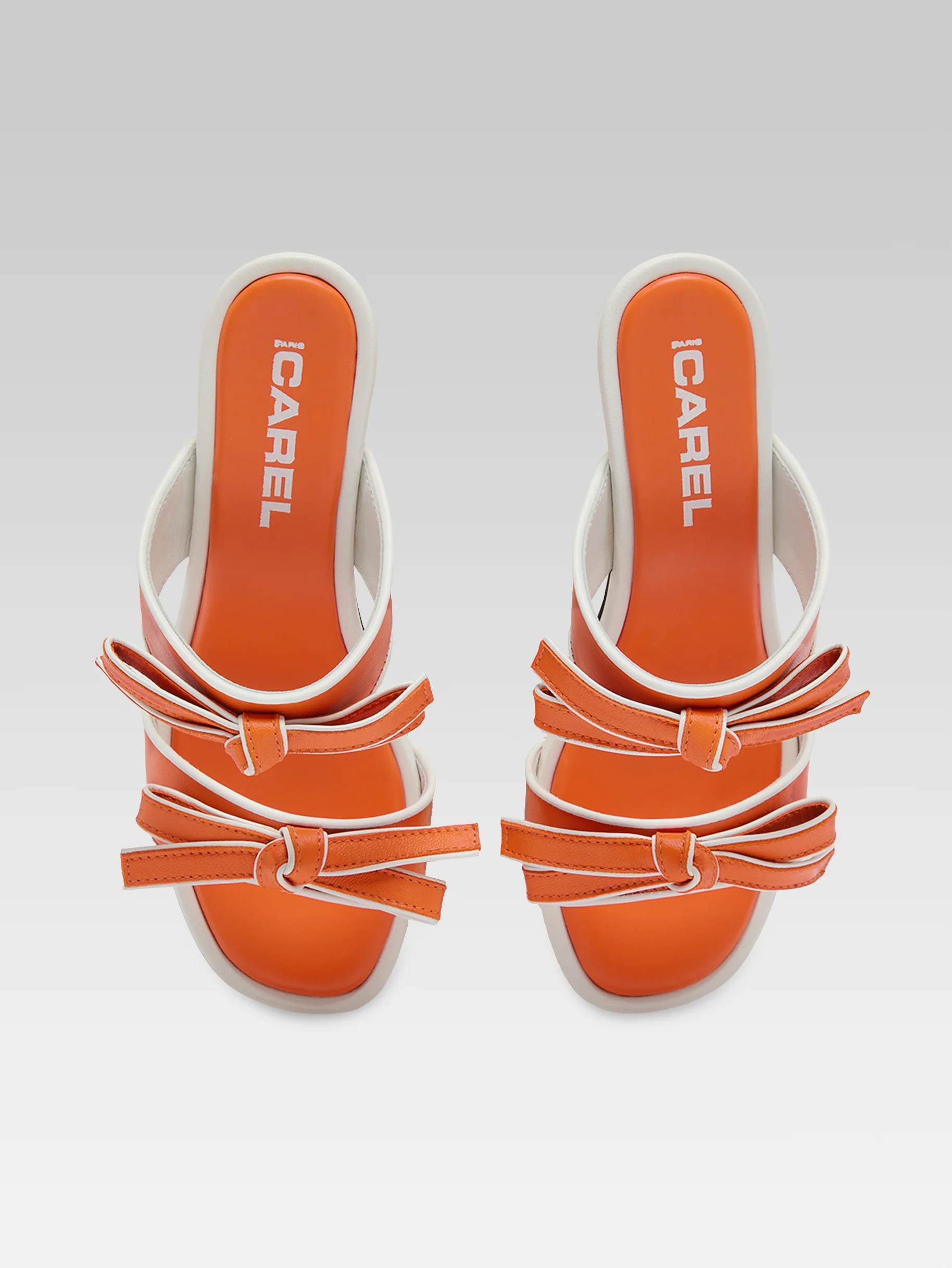 Laranja - Mules cuir orange et blanc - Image 6
