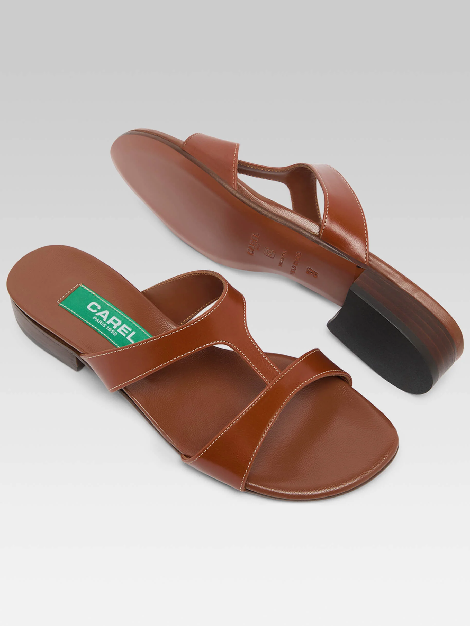 Leia - Mules cuir cognac upcyclé - Image 5