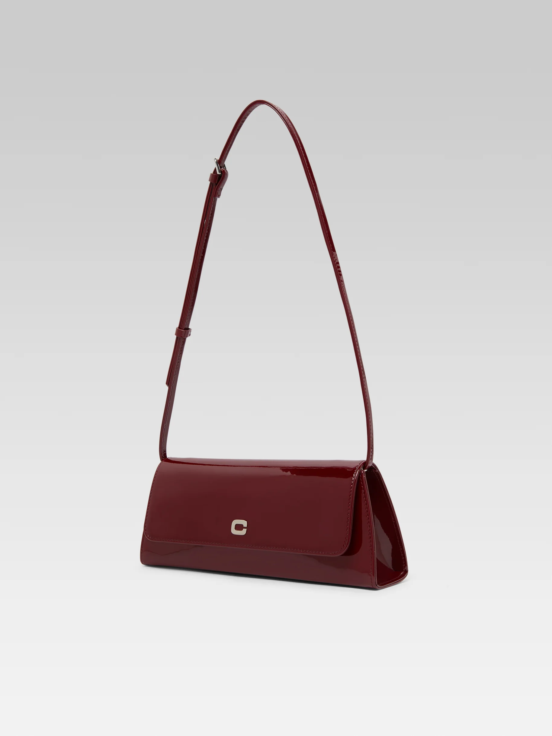 Madeleine - Sac épaule cuir verni bordeaux - Image 4
