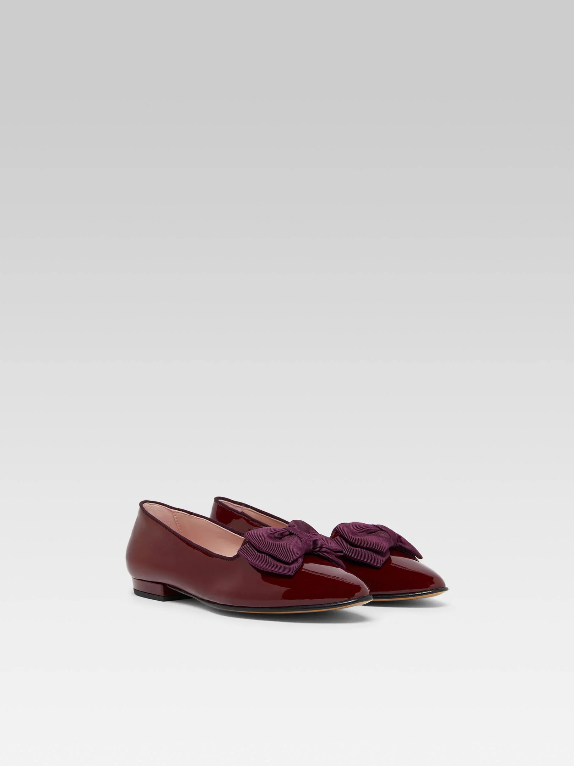 Marquis - Ballerines à noeud cuir verni bordeaux - Image 6
