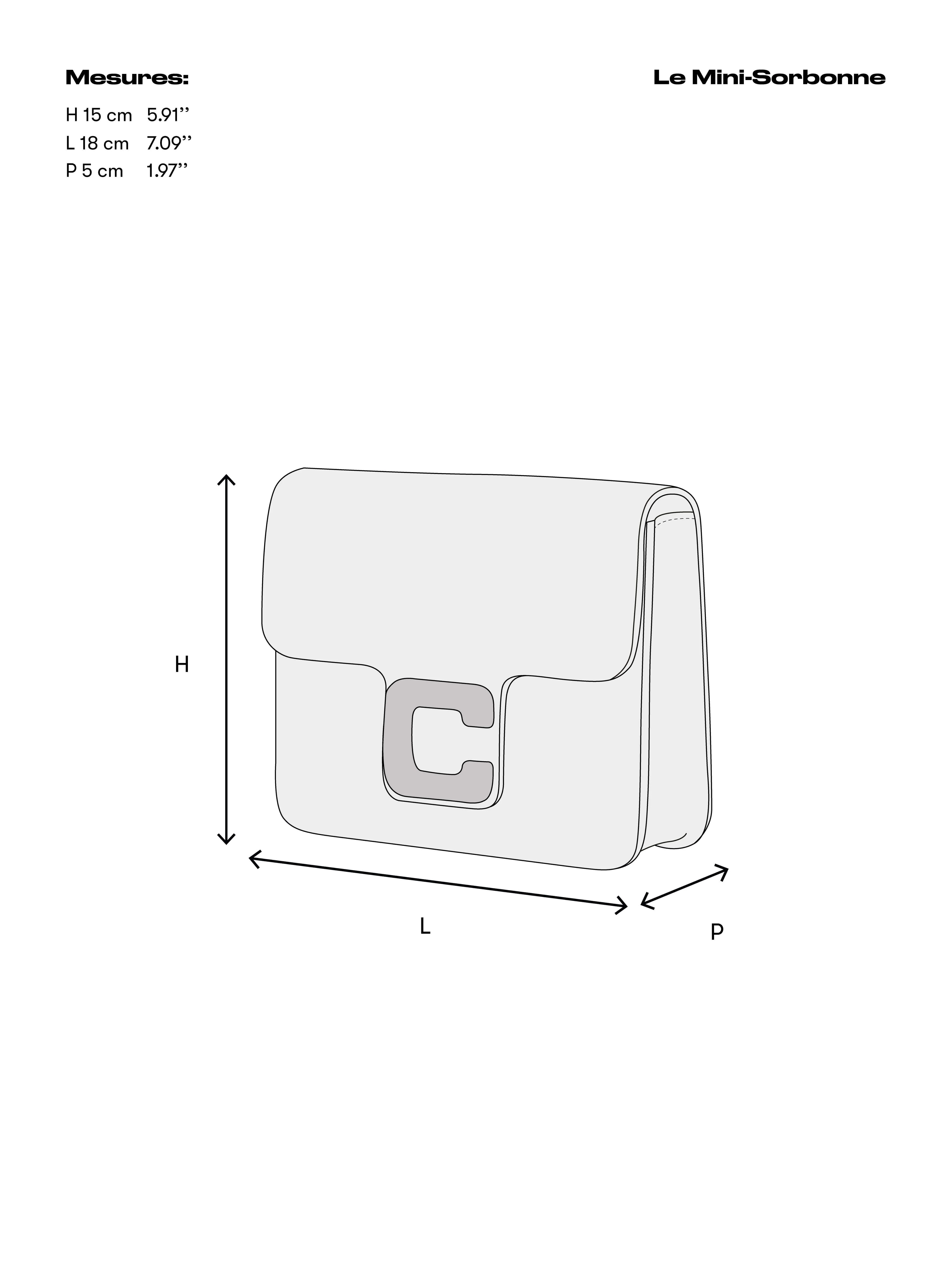 Mini Sorbonne - Sac tissu et cuir verni blanc - Image 9