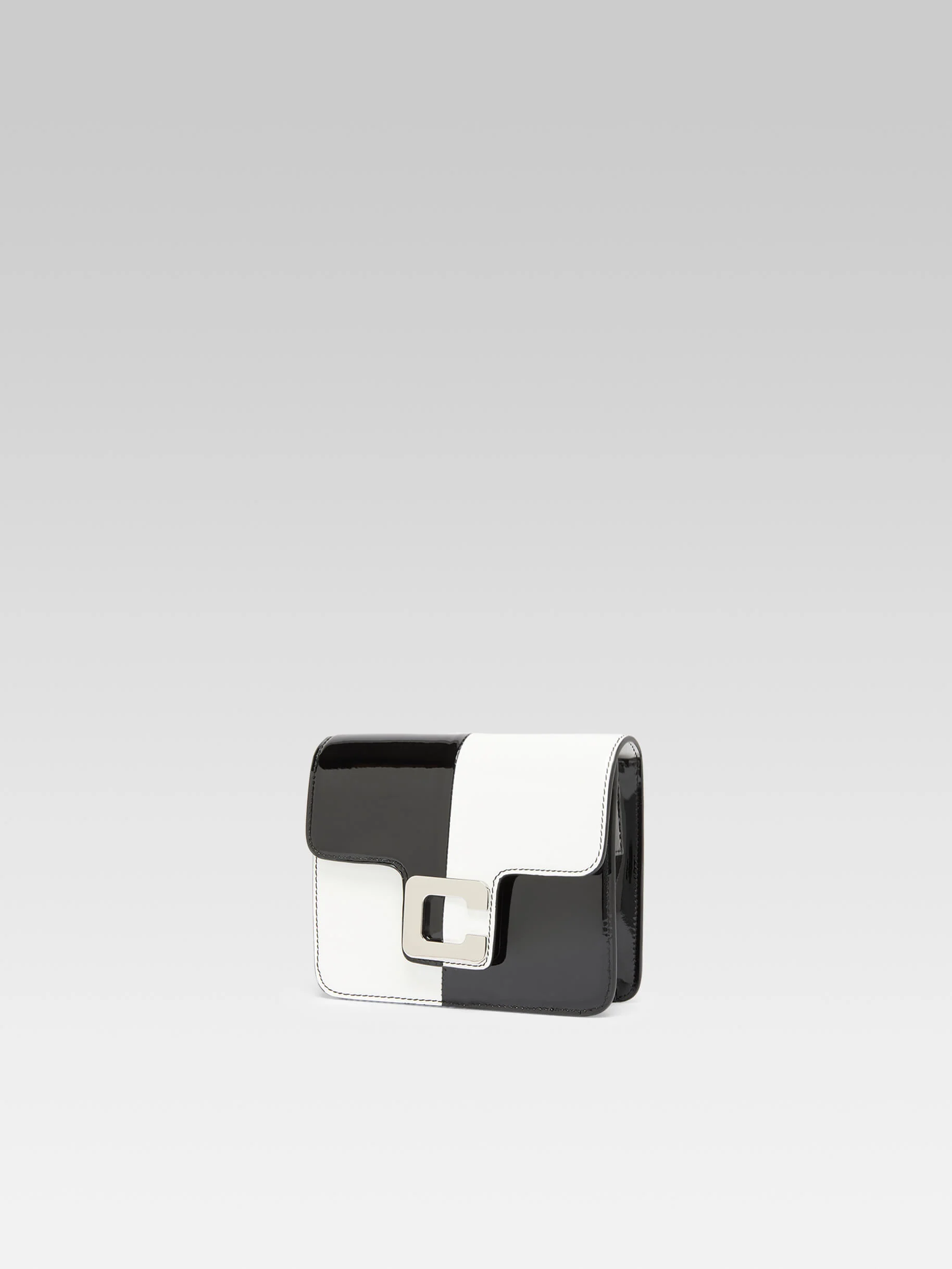 Mini Sorbonne - Sac cuir verni damier noir et blanc - Image 4