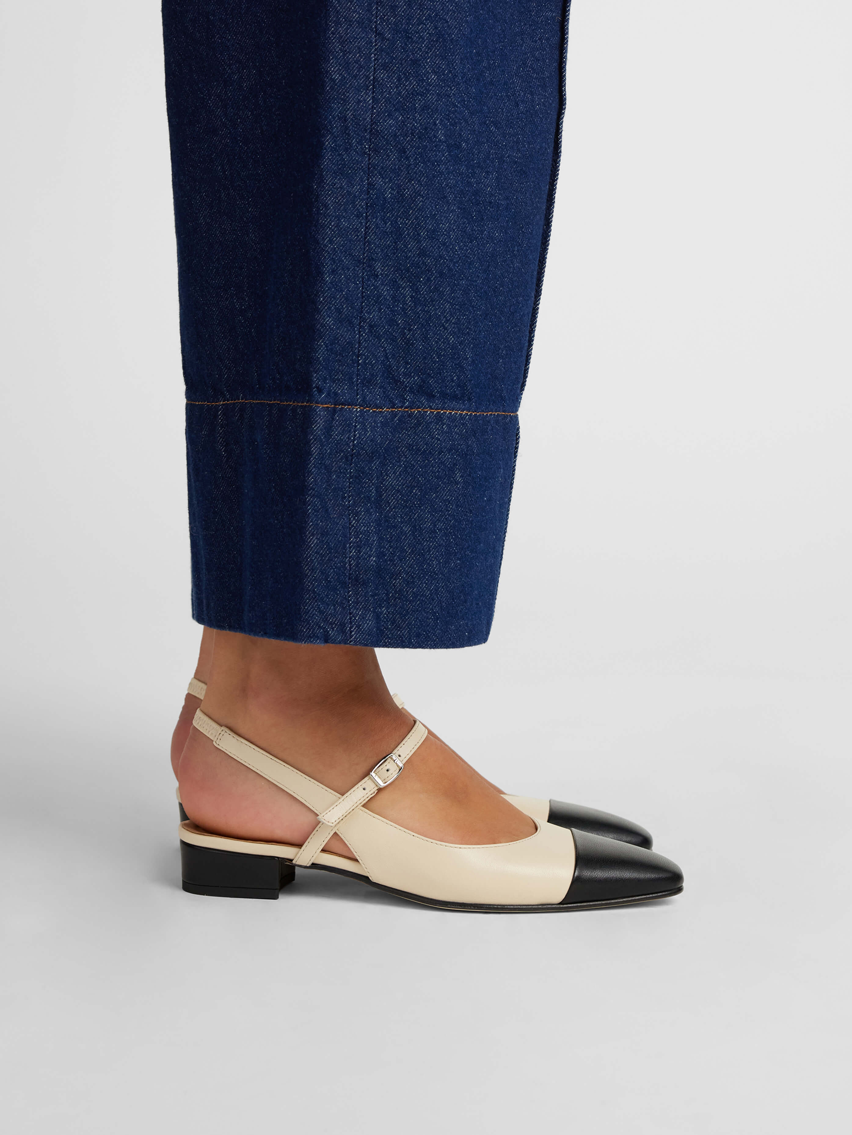 Oceano - Slingback cuir beige et noir - Image 3