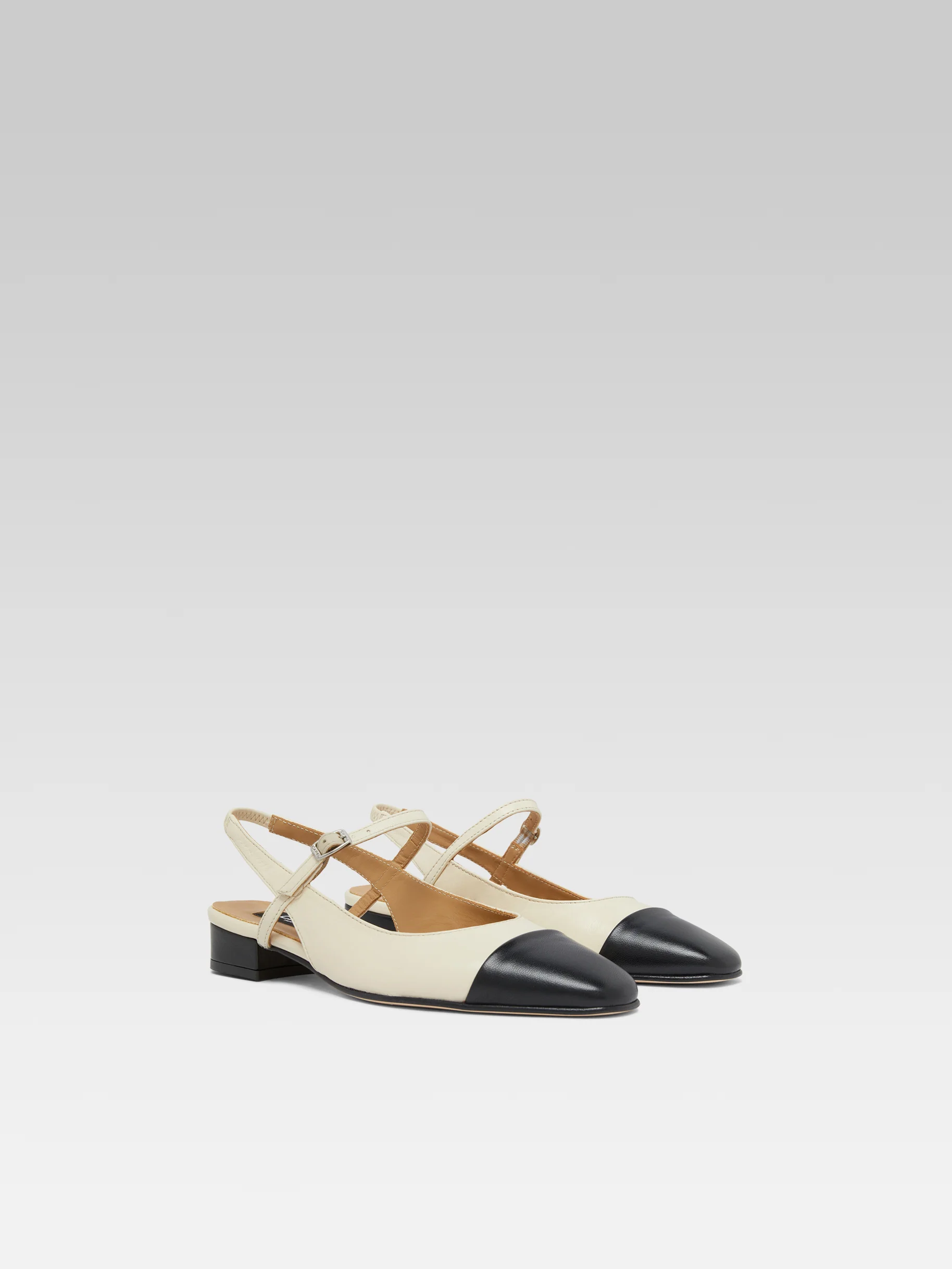 Oceano - Slingback cuir beige et noir - Image 5