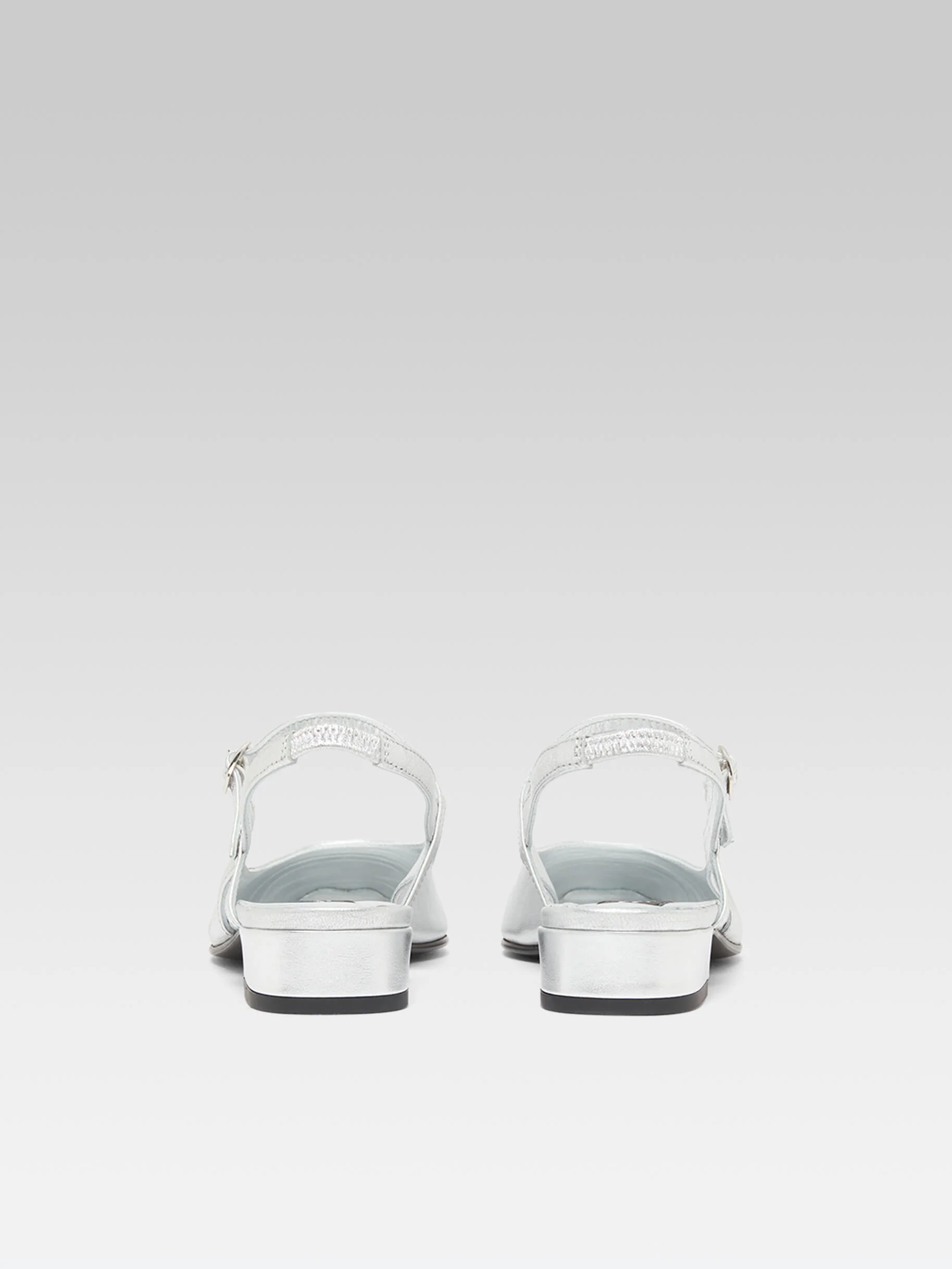 Oceano - Slingback cuir laminé bi-argent - Image 6