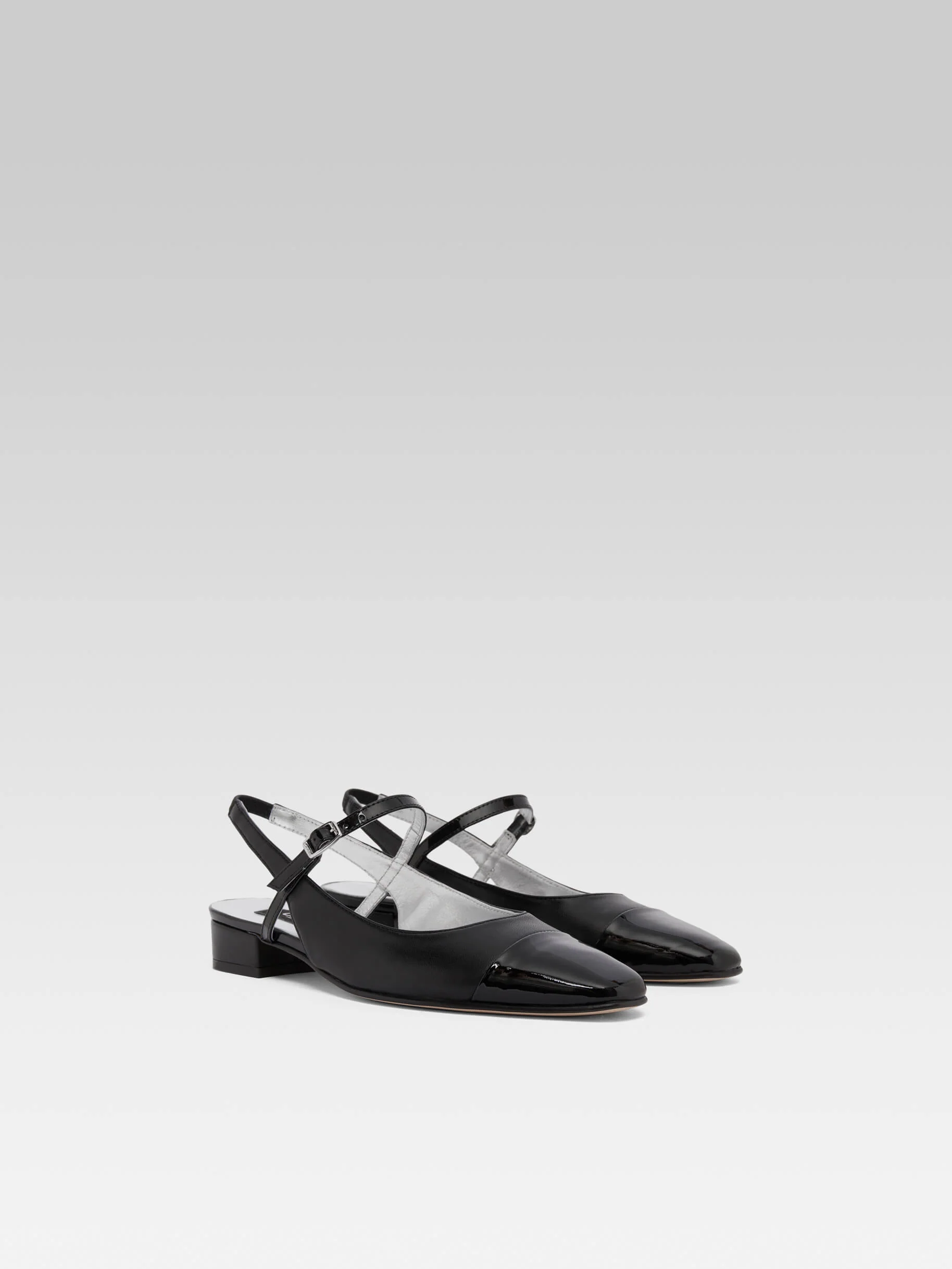 Oceano - Slingback cuir noir et cuir verni noir - Image 4