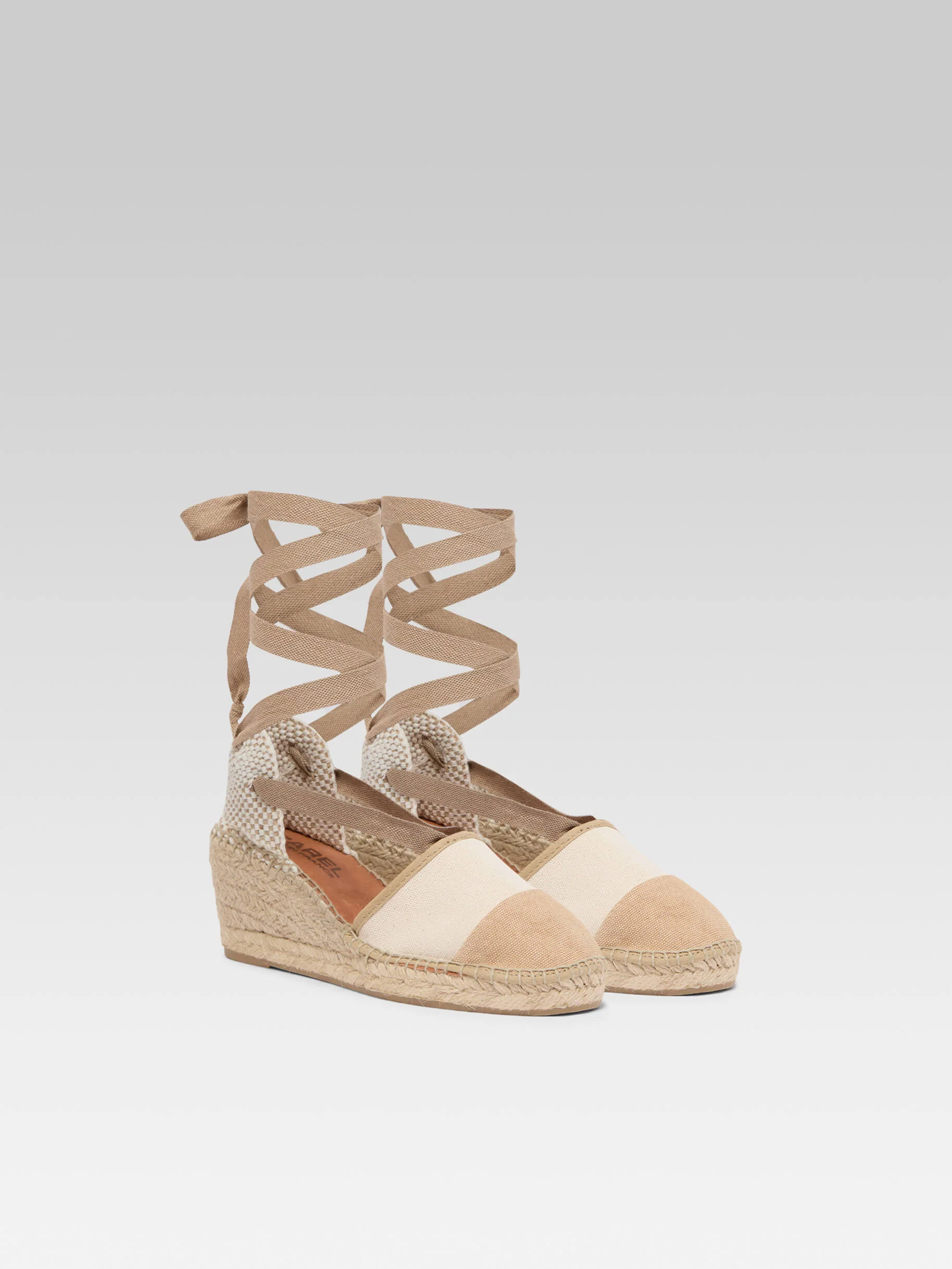 Parasol -  Espadrilles compensées toile bi-beige - Image 4