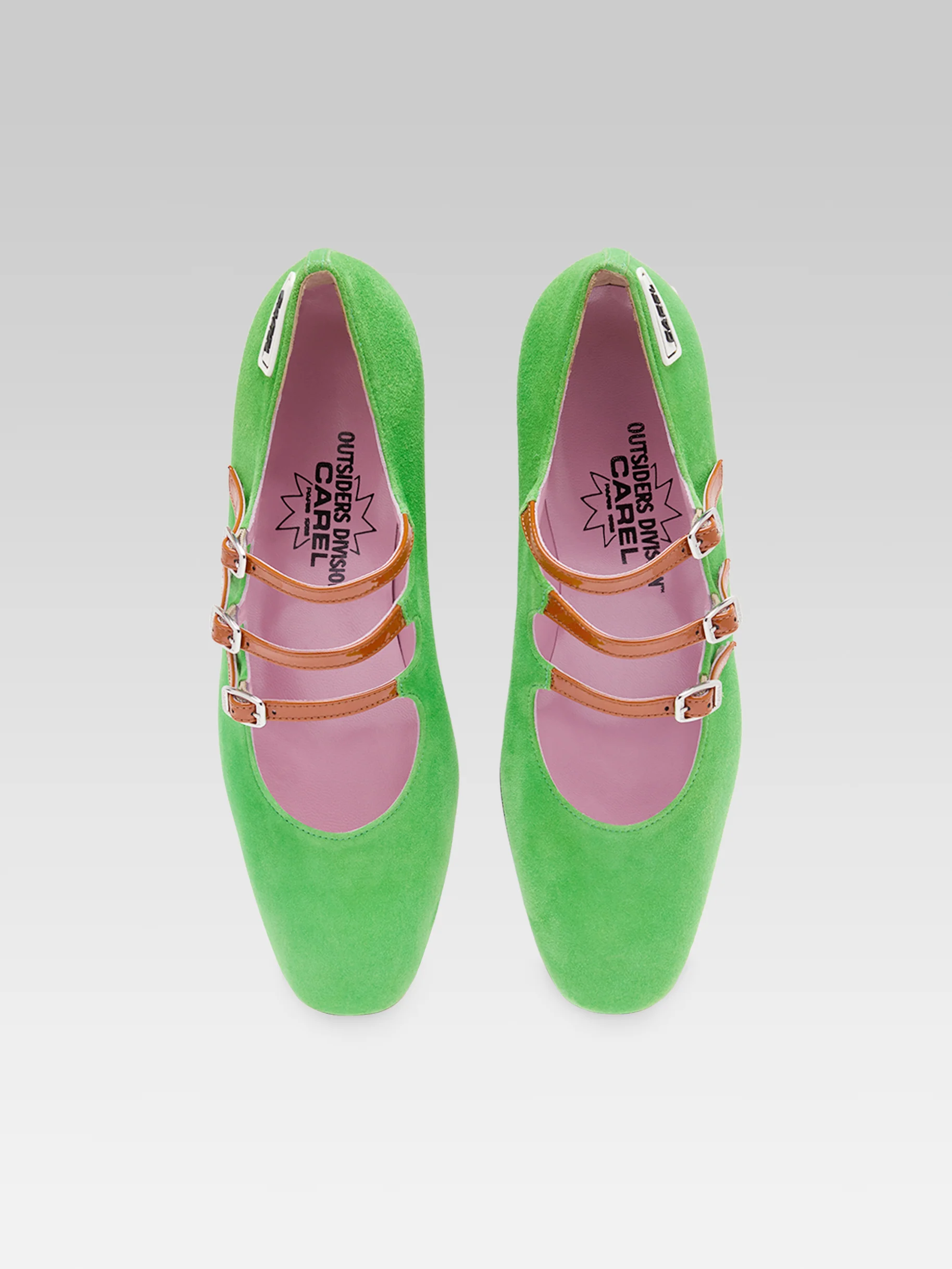 Pétale K - Escarpins babies cuir velours vert pomme et pétales - Image 4