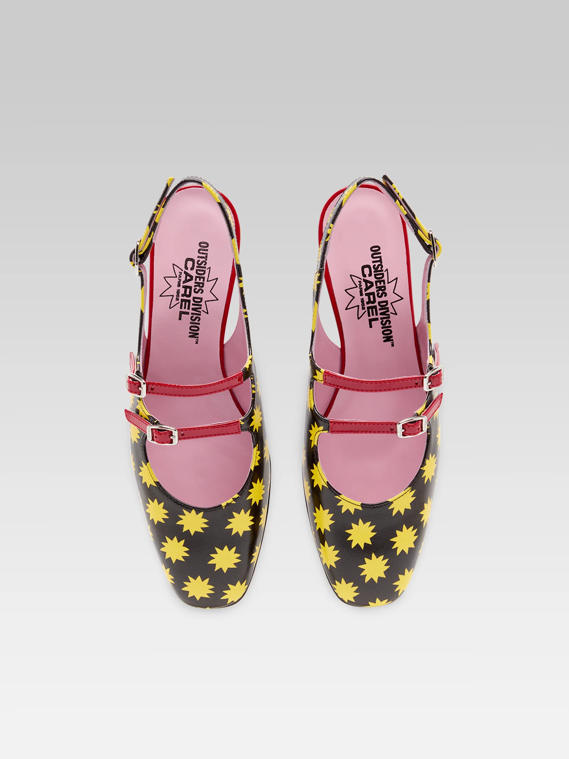 Star P - Babies slingback cuir noir et étoiles jaunes - Image 6